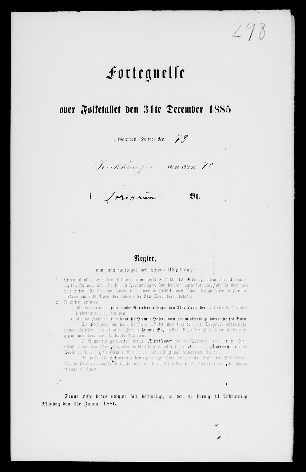 SAKO, 1885 census for 0805 Porsgrunn, 1885, p. 598