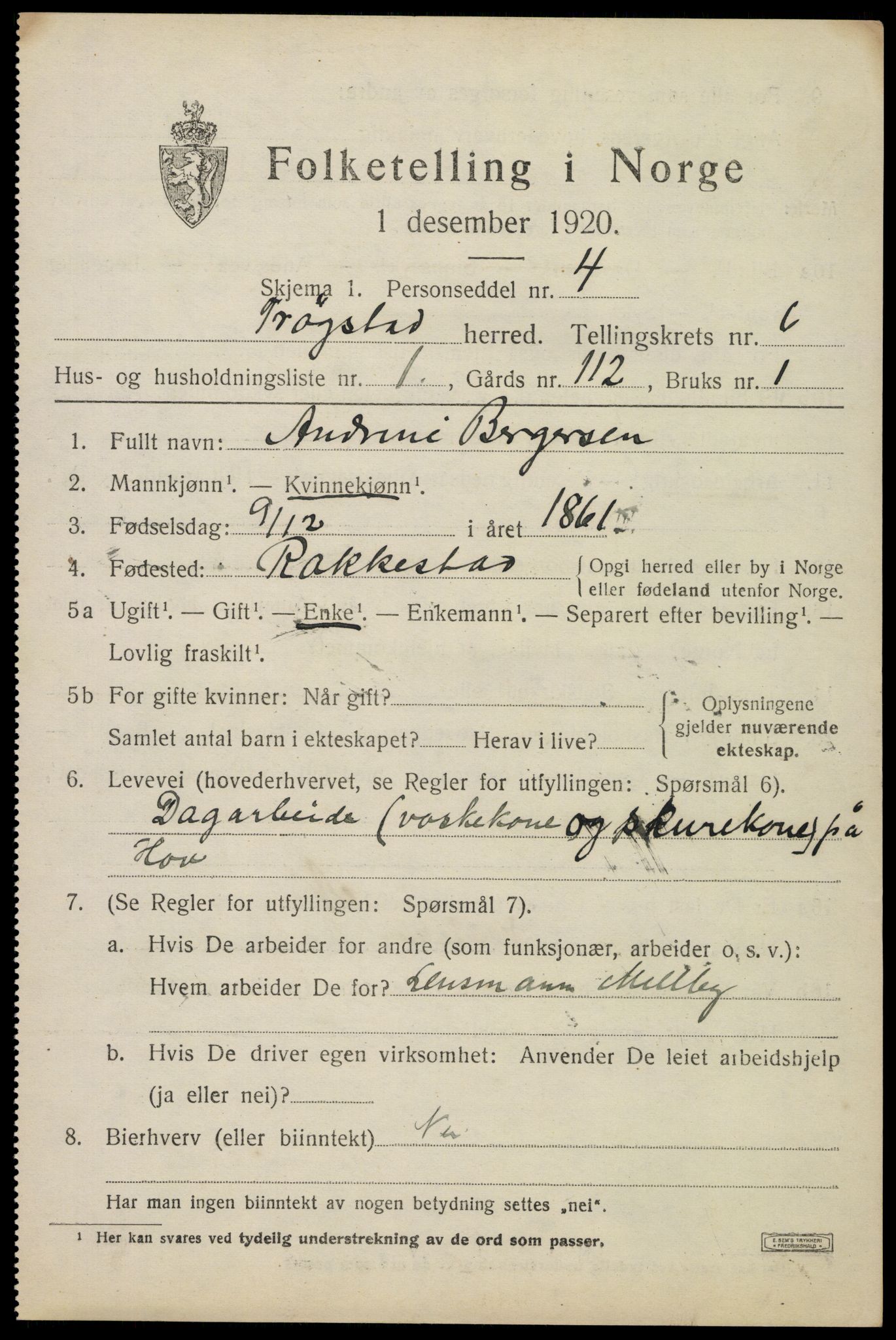 SAO, 1920 census for Trøgstad, 1920, p. 6604