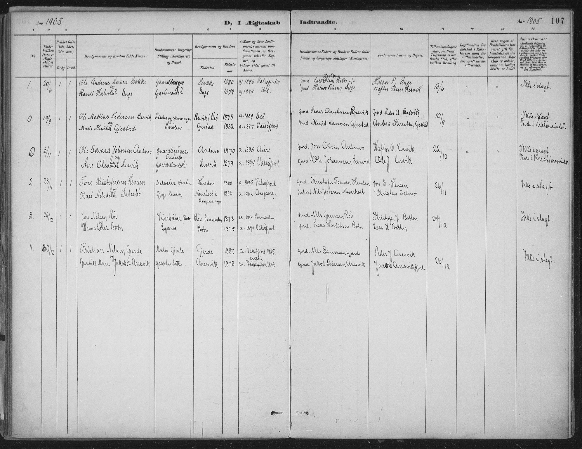 Ministerialprotokoller, klokkerbøker og fødselsregistre - Møre og Romsdal, AV/SAT-A-1454/580/L0925: Parish register (official) no. 580A02, 1888-1913, p. 107