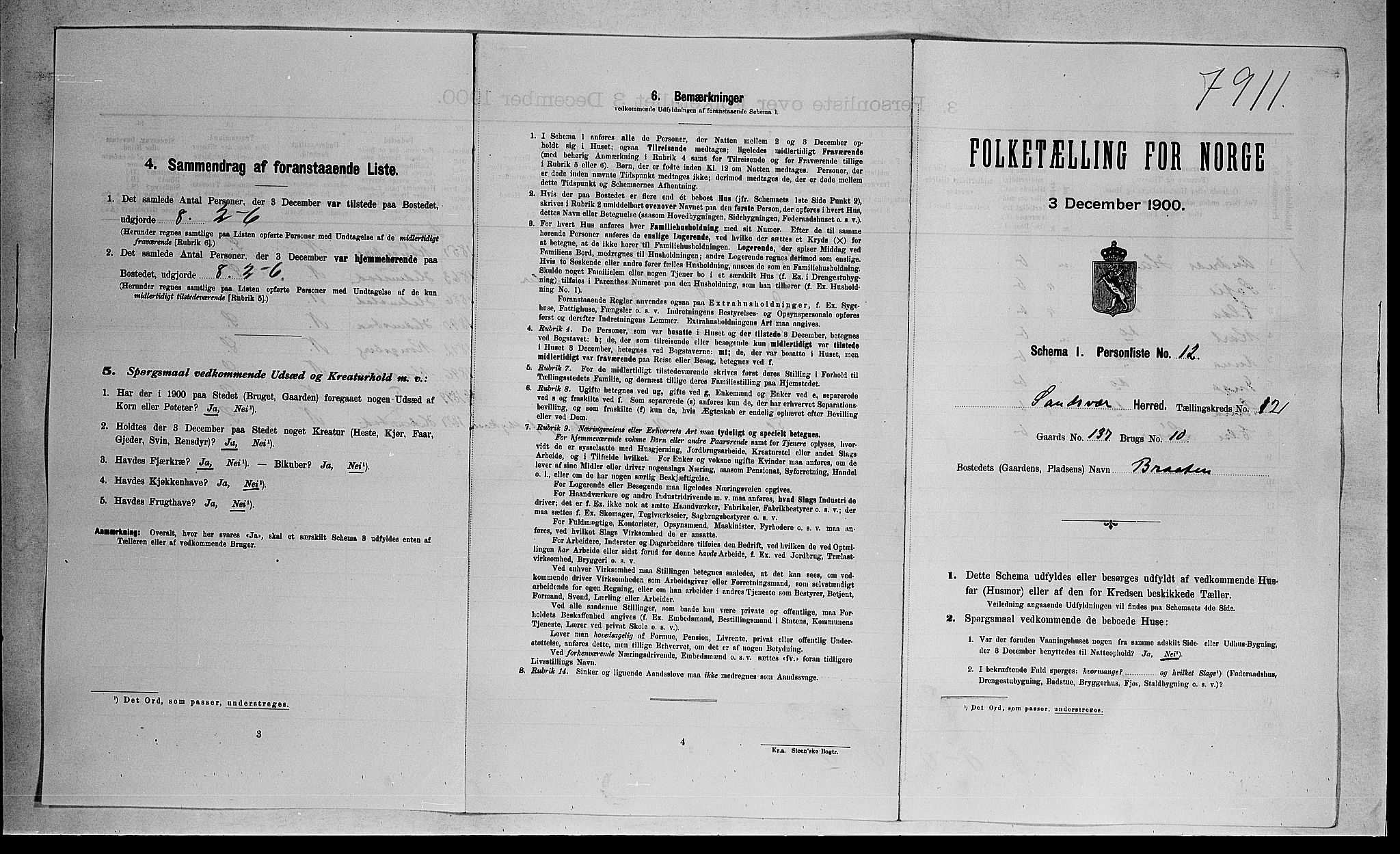 RA, 1900 census for Sandsvær, 1900, p. 1723