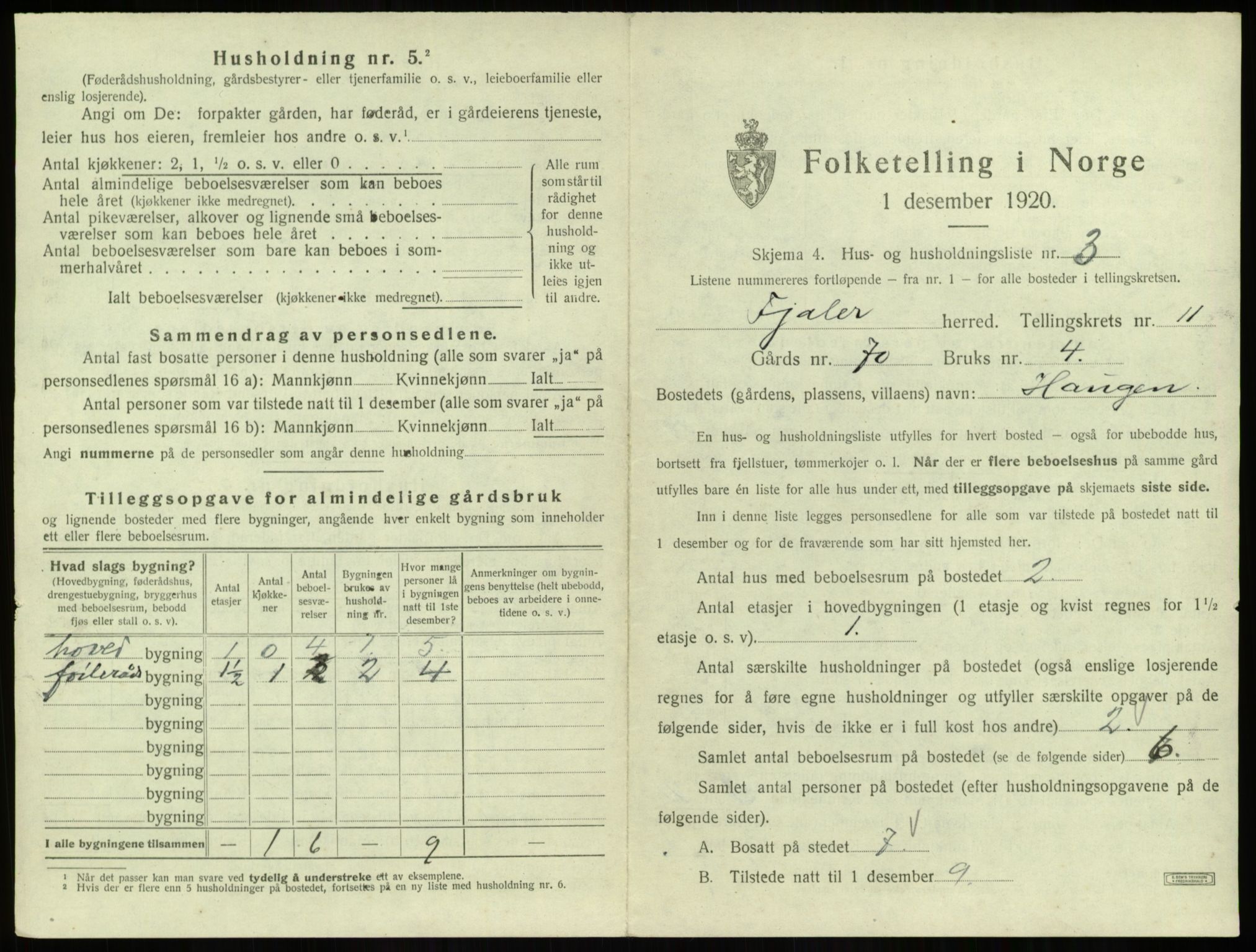 SAB, 1920 census for Fjaler, 1920, p. 900