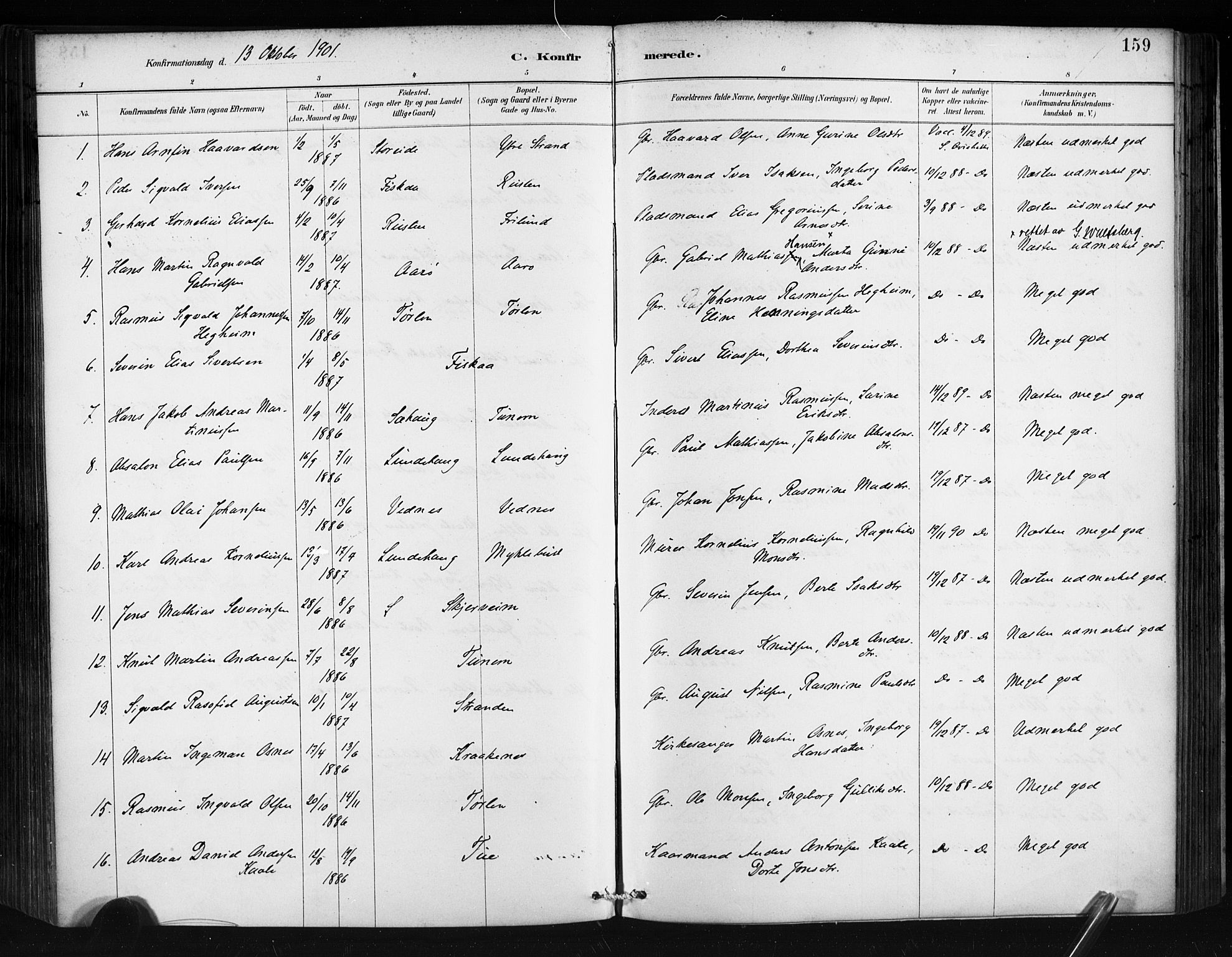 Ministerialprotokoller, klokkerbøker og fødselsregistre - Møre og Romsdal, AV/SAT-A-1454/501/L0008: Parish register (official) no. 501A08, 1885-1901, p. 159