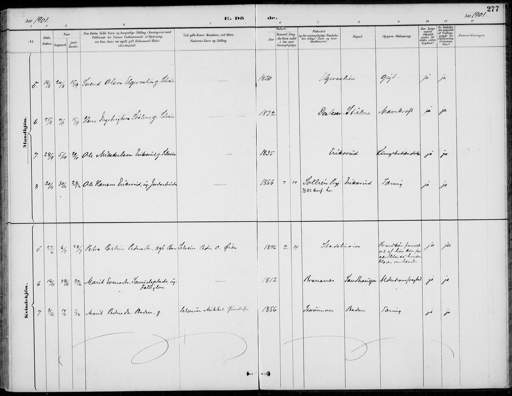 Alvdal prestekontor, AV/SAH-PREST-060/H/Ha/Haa/L0003: Parish register (official) no. 3, 1886-1912, p. 277