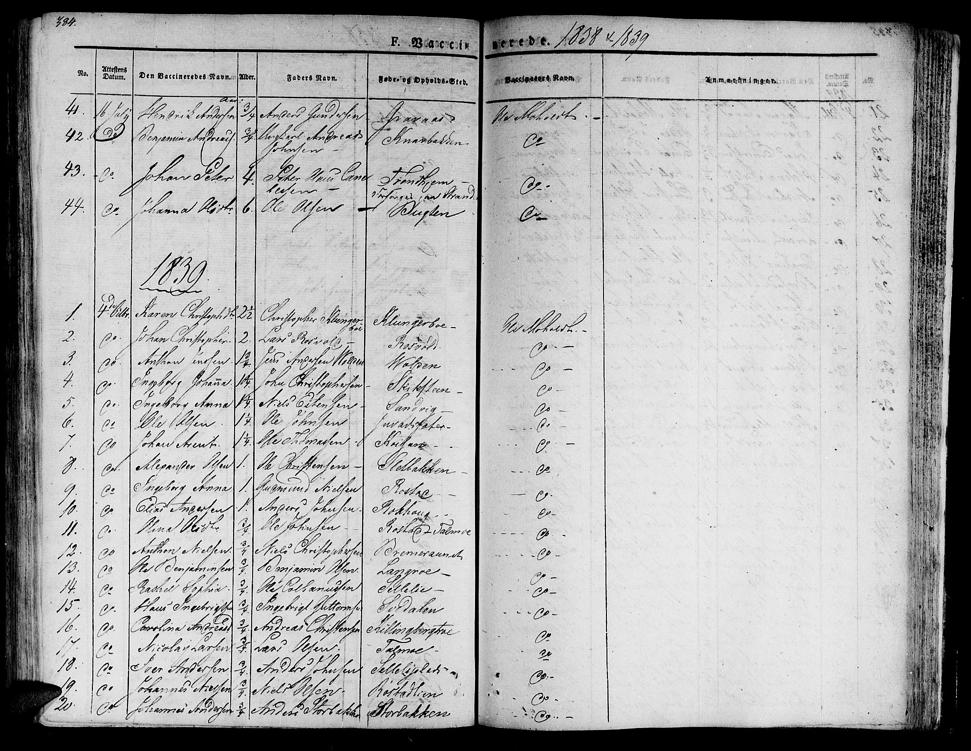 Ministerialprotokoller, klokkerbøker og fødselsregistre - Nord-Trøndelag, SAT/A-1458/701/L0006: Parish register (official) no. 701A06, 1825-1841, p. 384