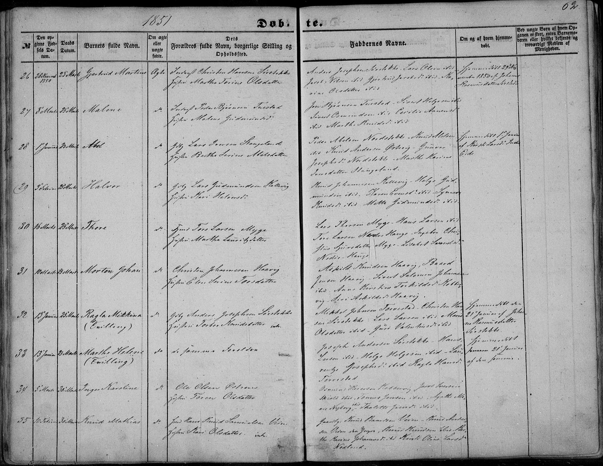 Avaldsnes sokneprestkontor, AV/SAST-A -101851/H/Ha/Haa/L0008: Parish register (official) no. A 8, 1847-1857, p. 62