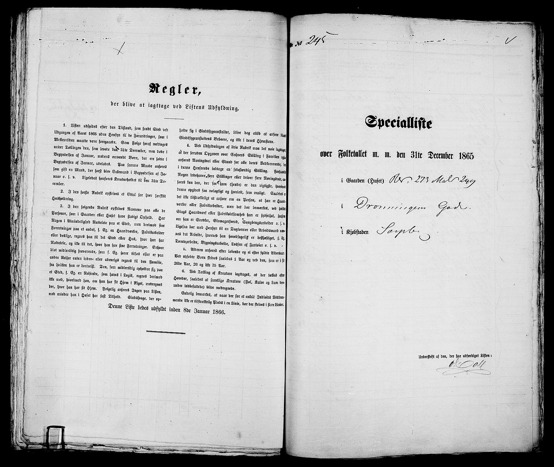 RA, 1865 census for Sarpsborg, 1865, p. 497