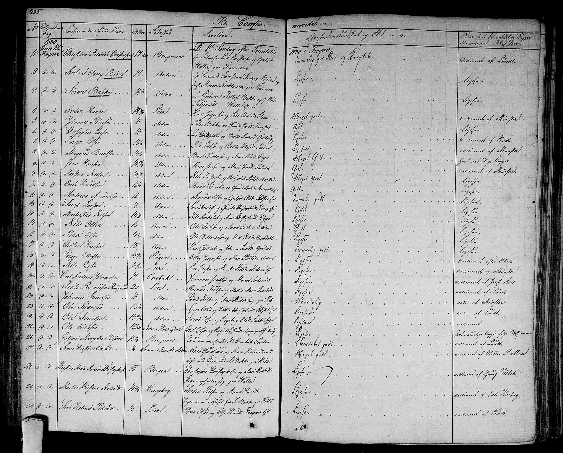 Lier kirkebøker, AV/SAKO-A-230/F/Fa/L0010: Parish register (official) no. I 10, 1827-1843, p. 235