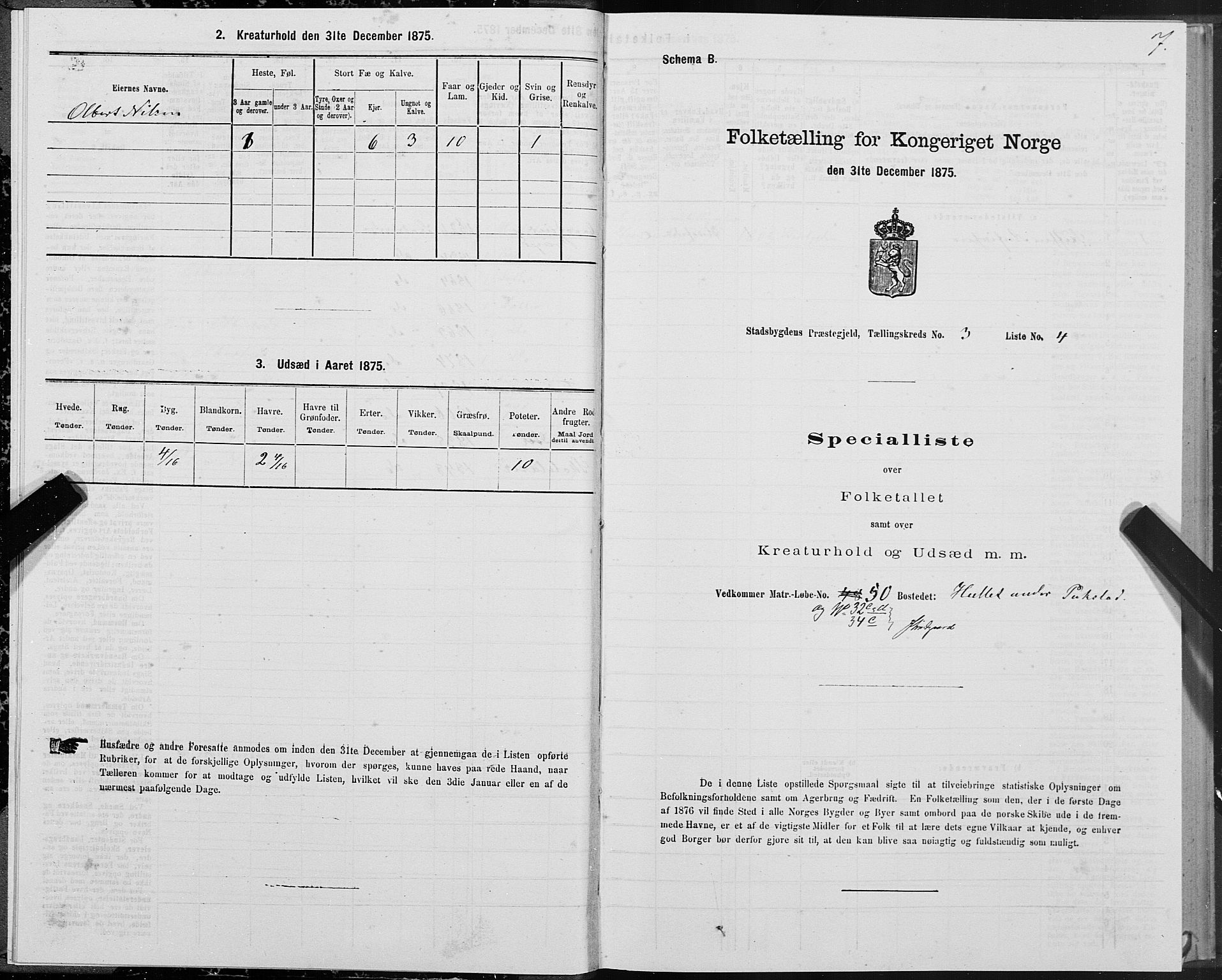 SAT, 1875 census for 1625P Stadsbygd, 1875, p. 2007