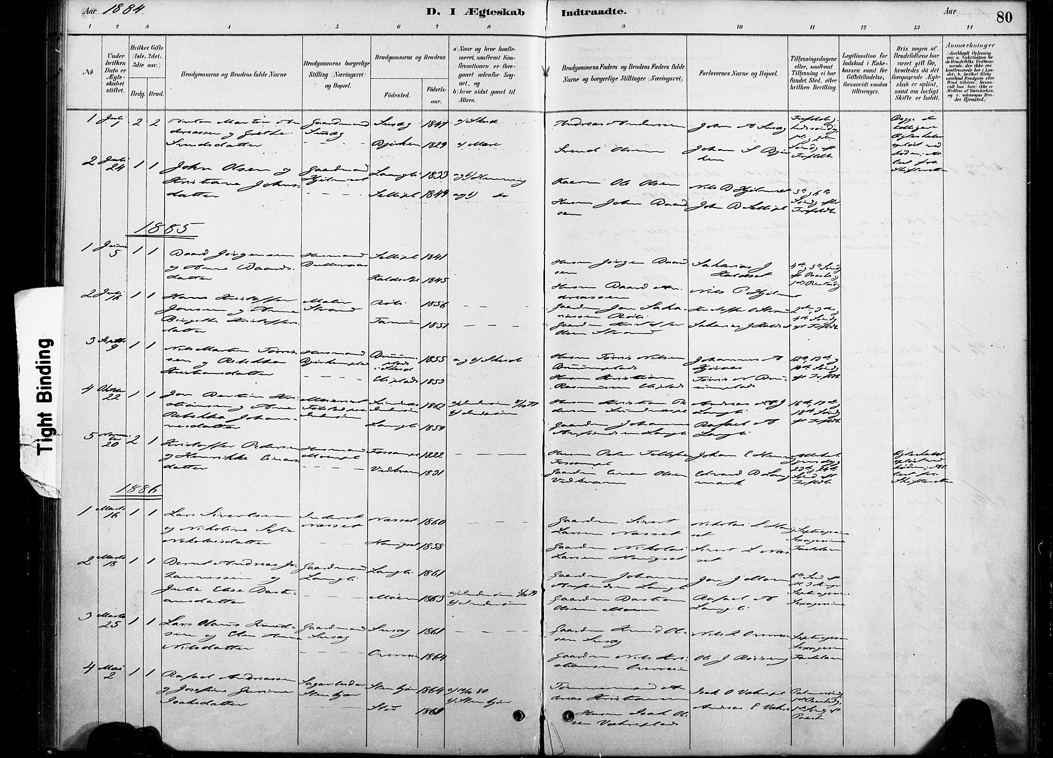 Ministerialprotokoller, klokkerbøker og fødselsregistre - Nord-Trøndelag, SAT/A-1458/738/L0364: Parish register (official) no. 738A01, 1884-1902, p. 80