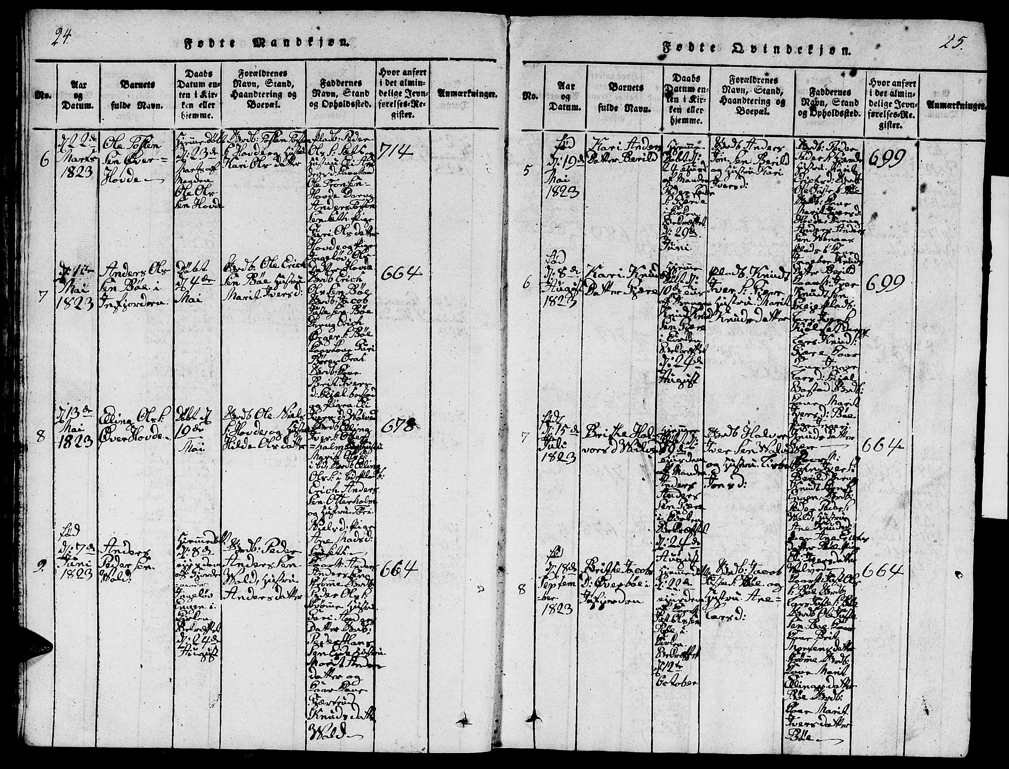 Ministerialprotokoller, klokkerbøker og fødselsregistre - Møre og Romsdal, AV/SAT-A-1454/543/L0563: Parish register (copy) no. 543C01, 1818-1836, p. 24-25