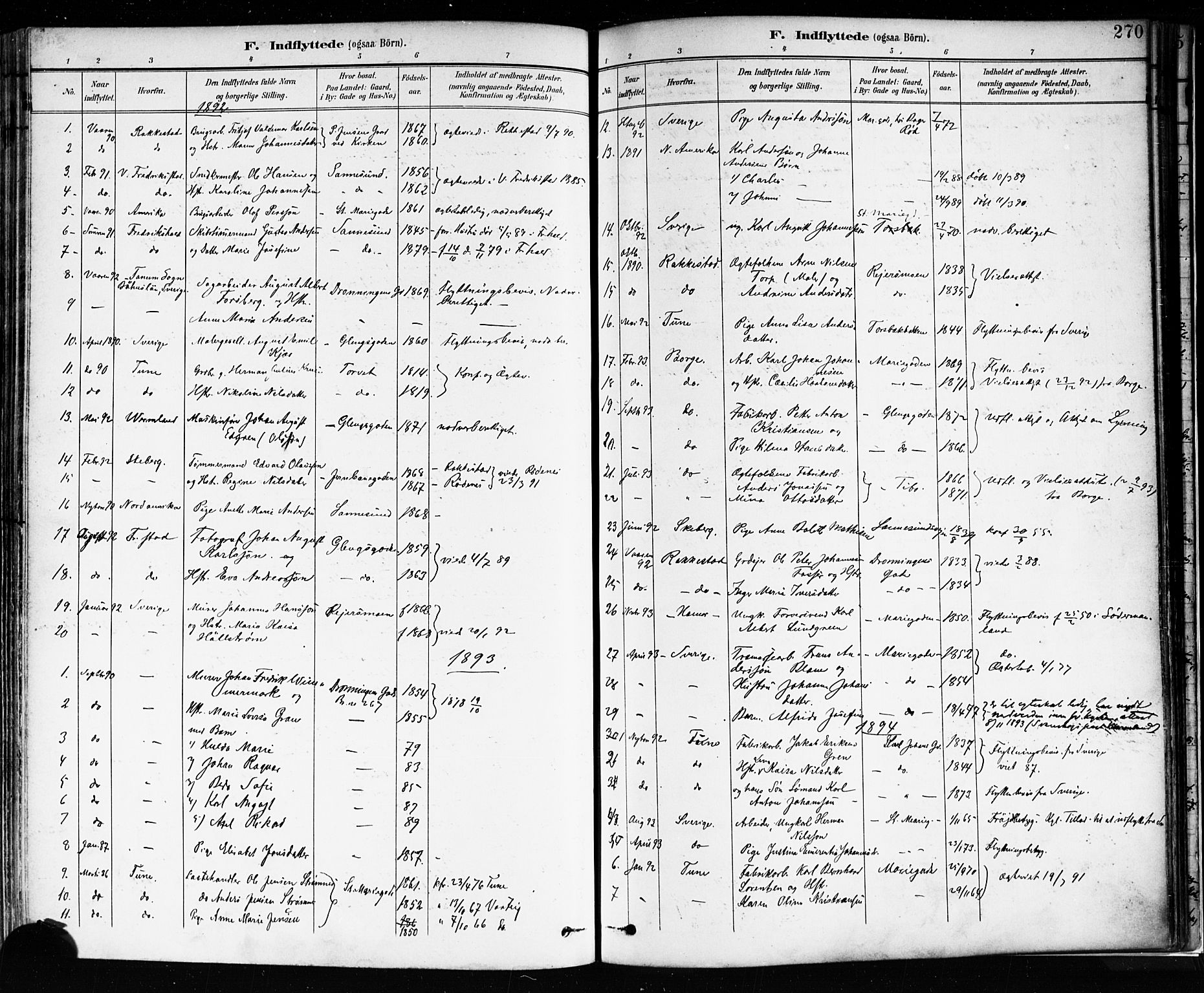 Sarpsborg prestekontor Kirkebøker, SAO/A-2006/F/Fa/L0004: Parish register (official) no. 4, 1892-1899, p. 270