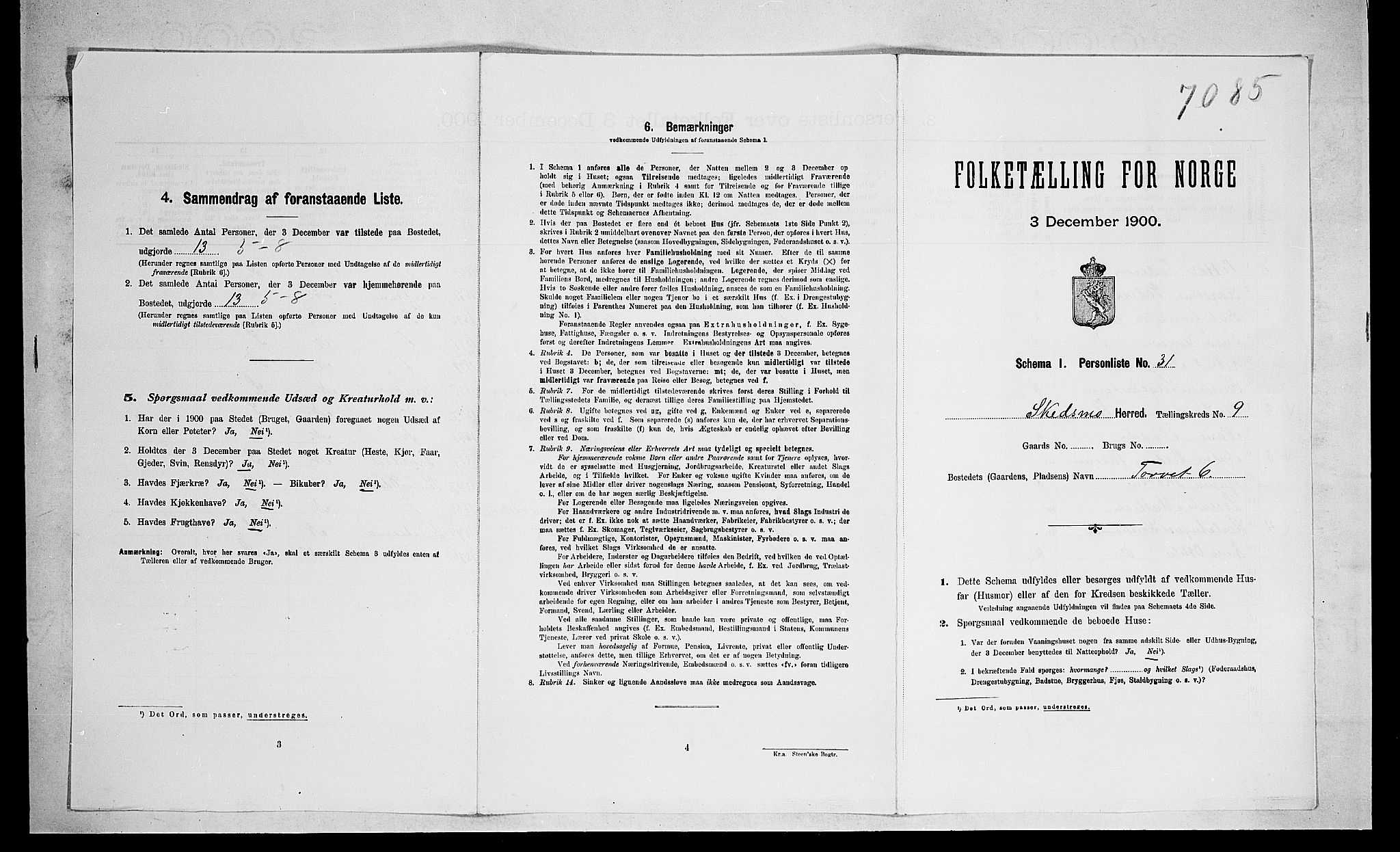 SAO, 1900 census for Skedsmo, 1900