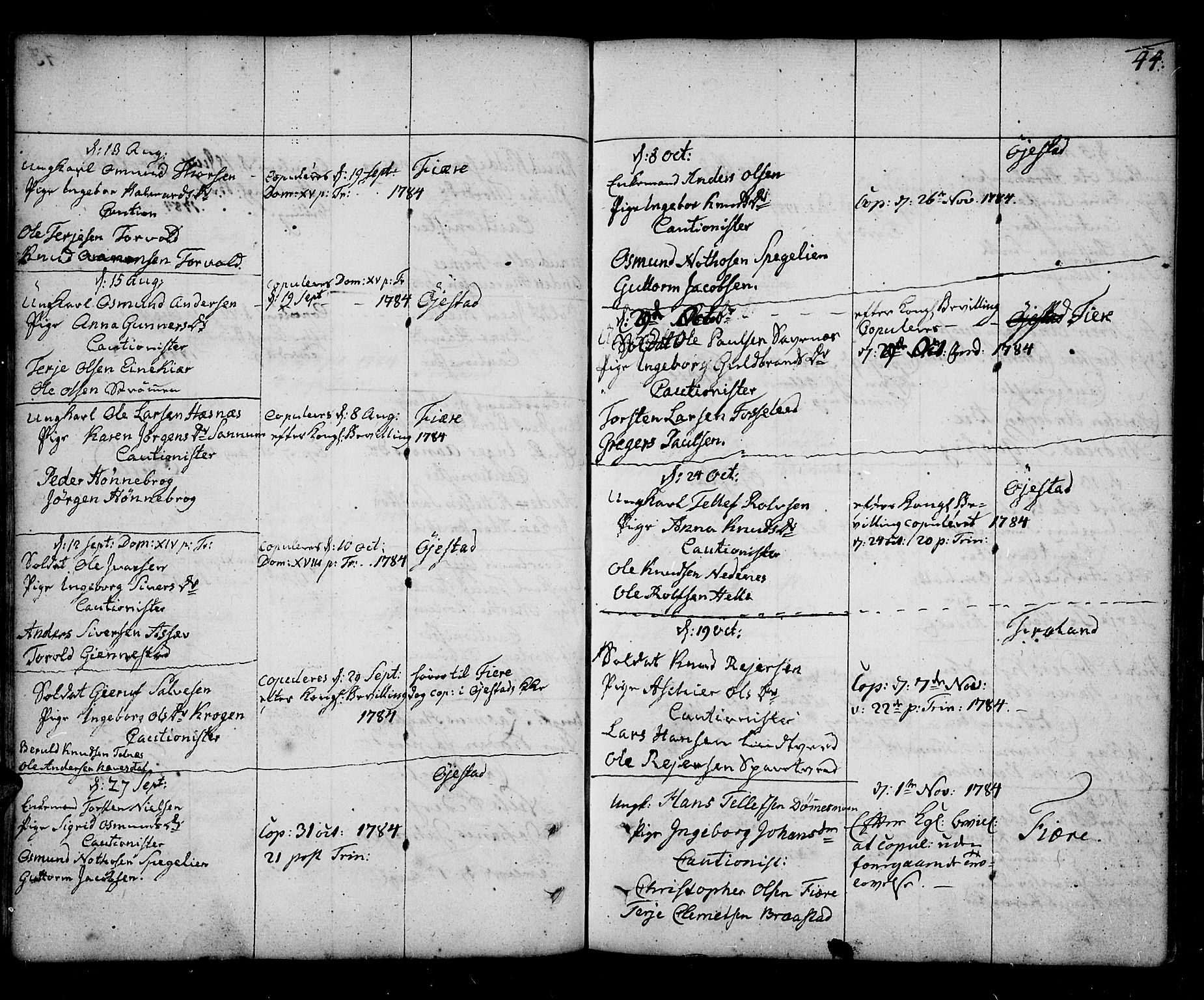 Øyestad sokneprestkontor, AV/SAK-1111-0049/F/Fa/L0009: Parish register (official) no. A 9, 1778-1808, p. 44