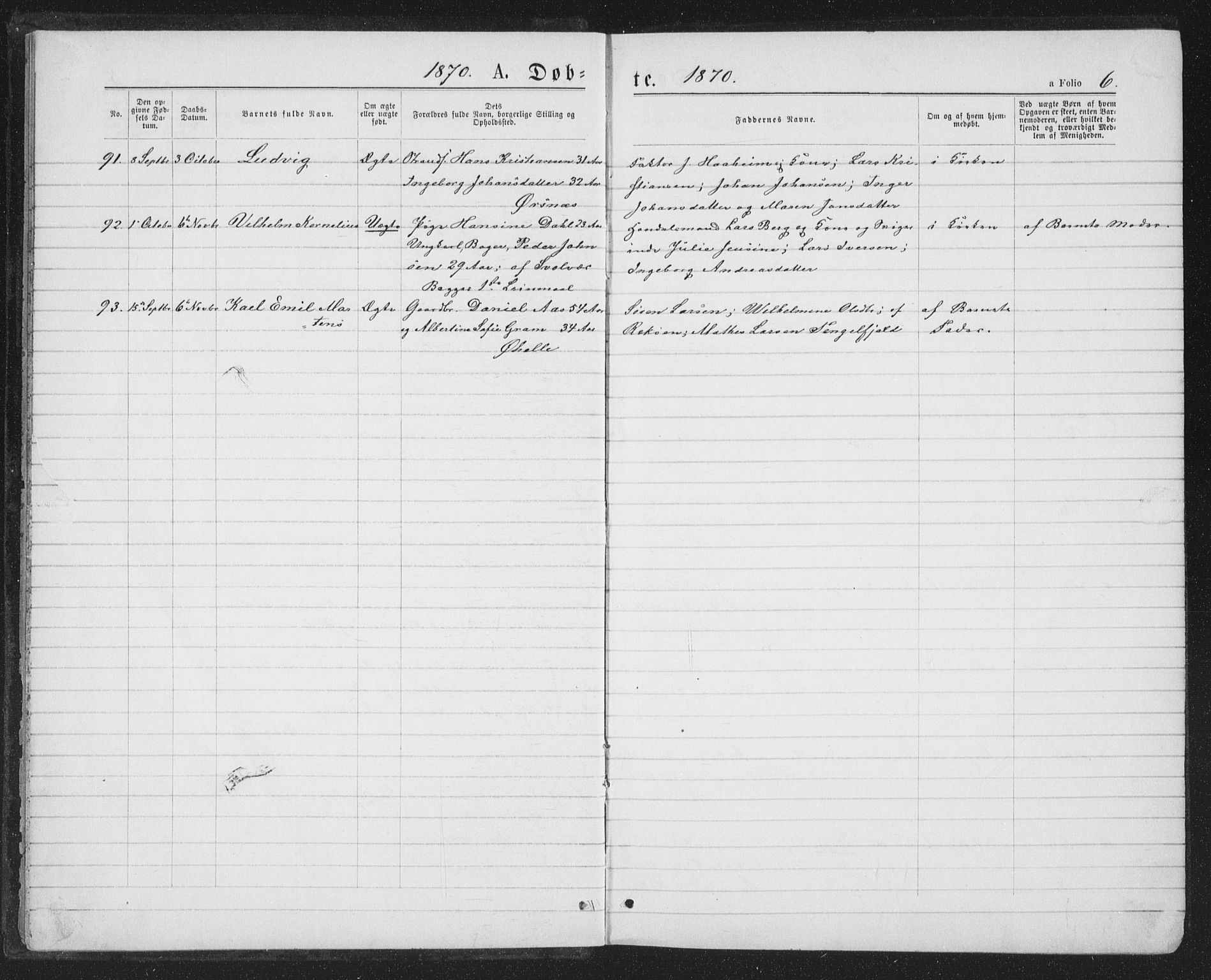 Ministerialprotokoller, klokkerbøker og fødselsregistre - Nordland, AV/SAT-A-1459/874/L1074: Parish register (copy) no. 874C03, 1870-1876, p. 6