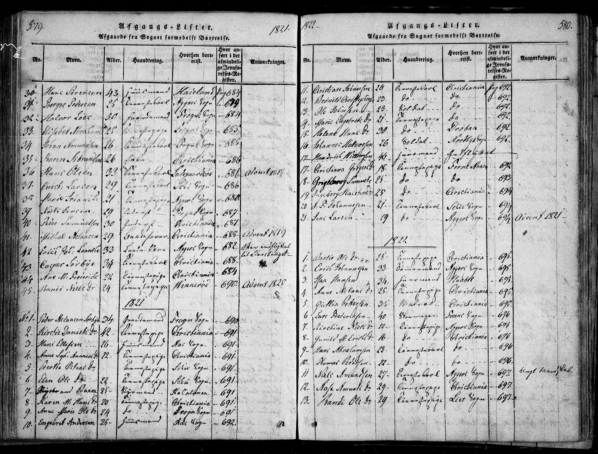 Nesodden prestekontor Kirkebøker, AV/SAO-A-10013/F/Fa/L0006: Parish register (official) no. I 6, 1814-1847, p. 579-580