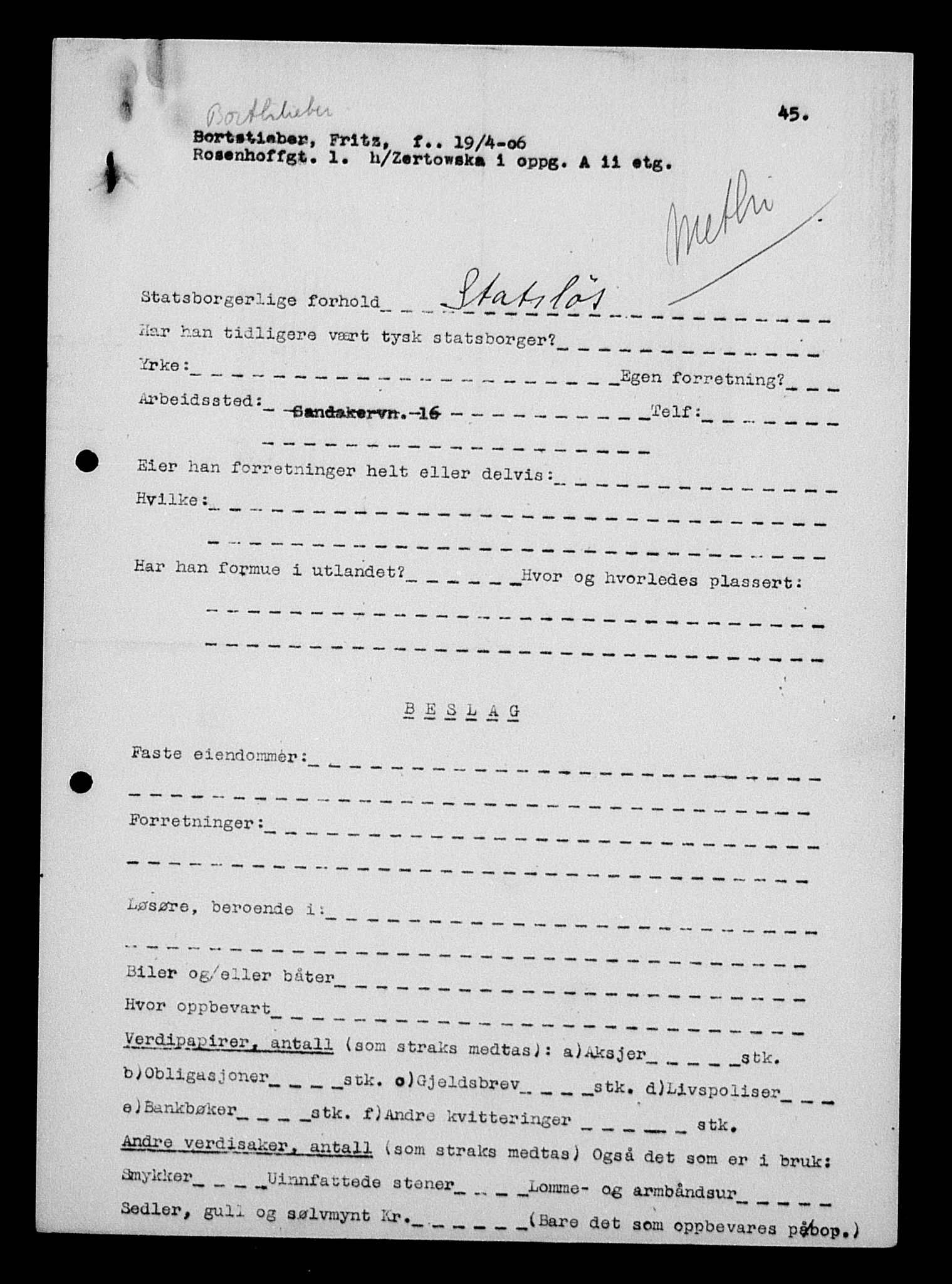 Justisdepartementet, Tilbakeføringskontoret for inndratte formuer, AV/RA-S-1564/H/Hc/Hcc/L0927: --, 1945-1947, p. 397