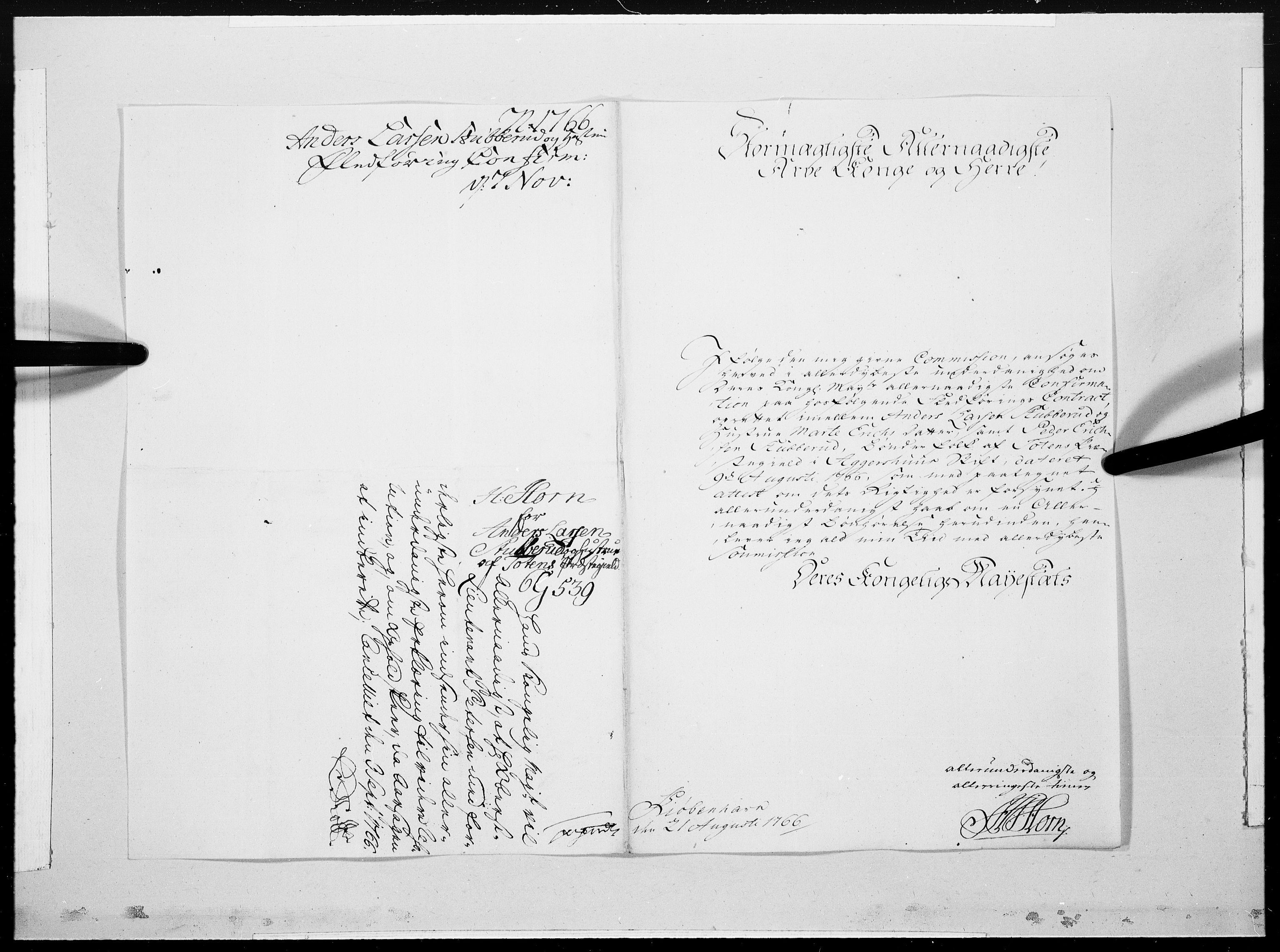 Danske Kanselli 1572-1799, RA/EA-3023/F/Fc/Fcc/Fcca/L0193: Norske innlegg 1572-1799, 1766, p. 363