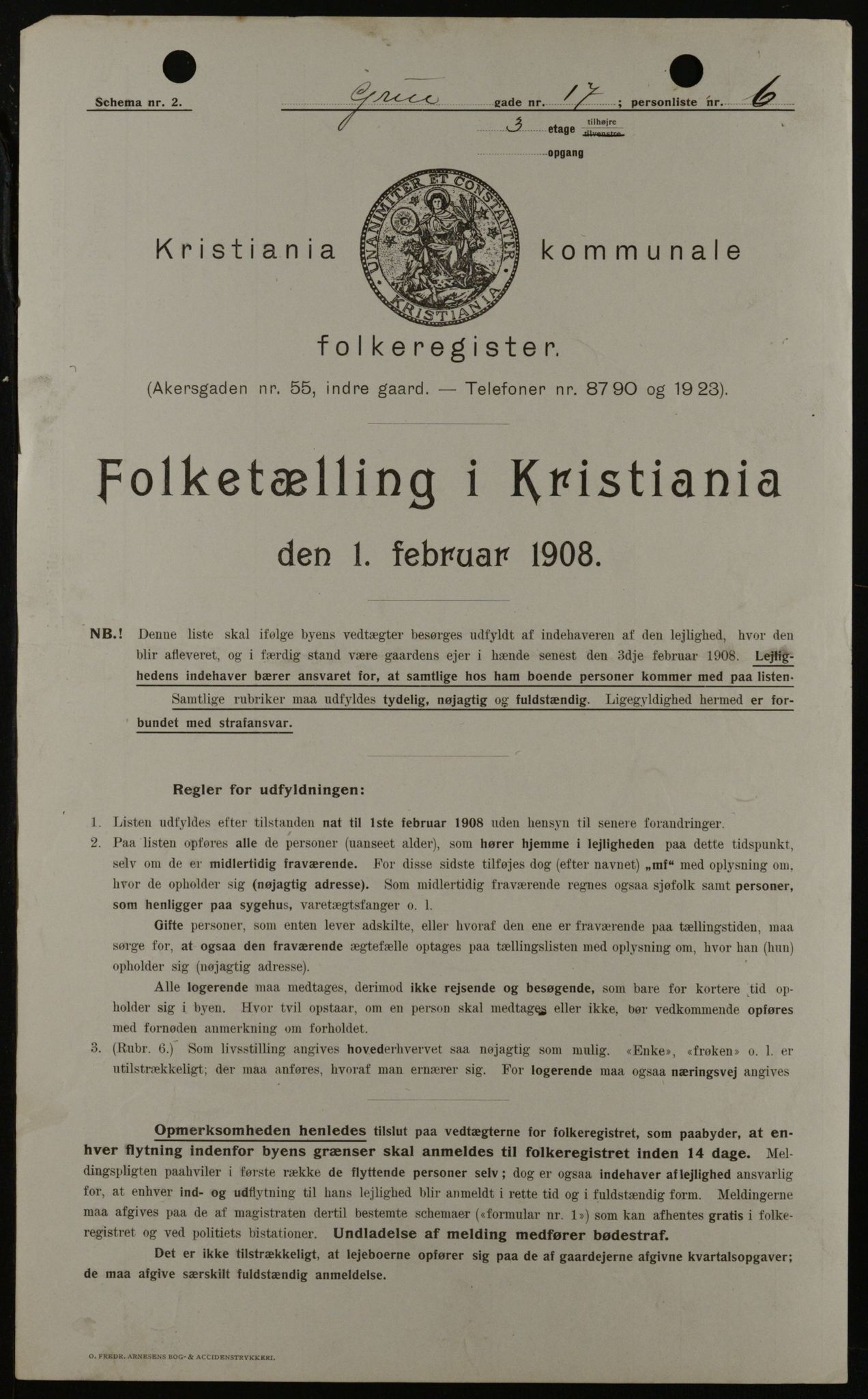 OBA, Municipal Census 1908 for Kristiania, 1908, p. 27459