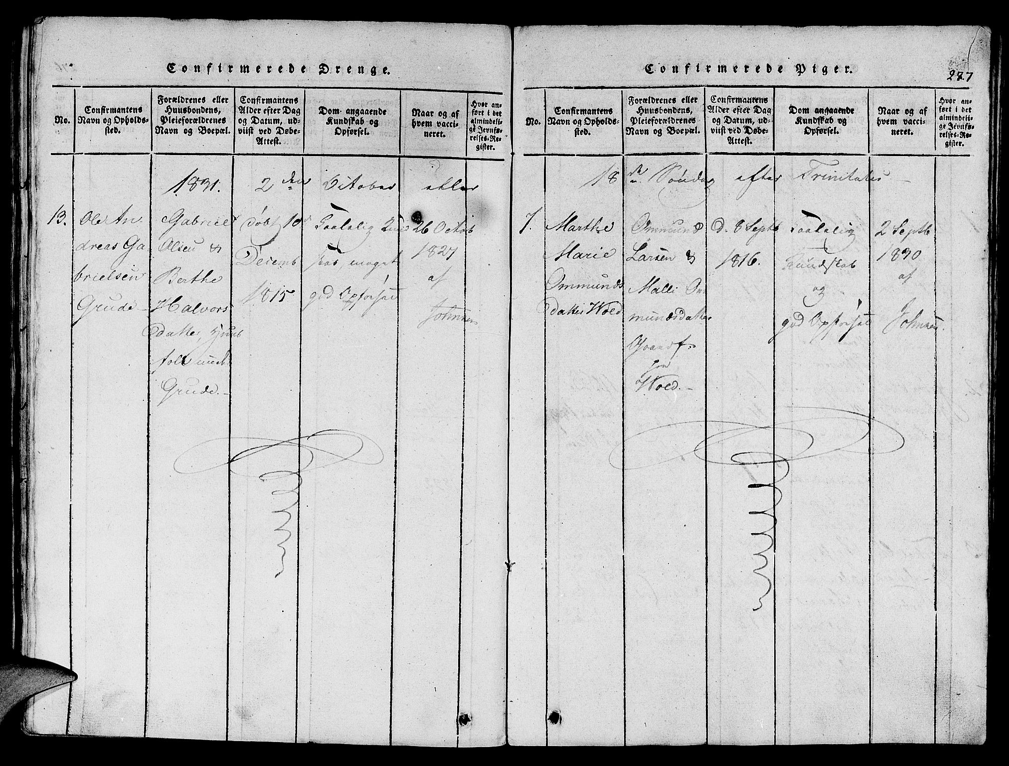 Klepp sokneprestkontor, AV/SAST-A-101803/001/3/30BA/L0002: Parish register (official) no. A 2, 1816-1833, p. 277