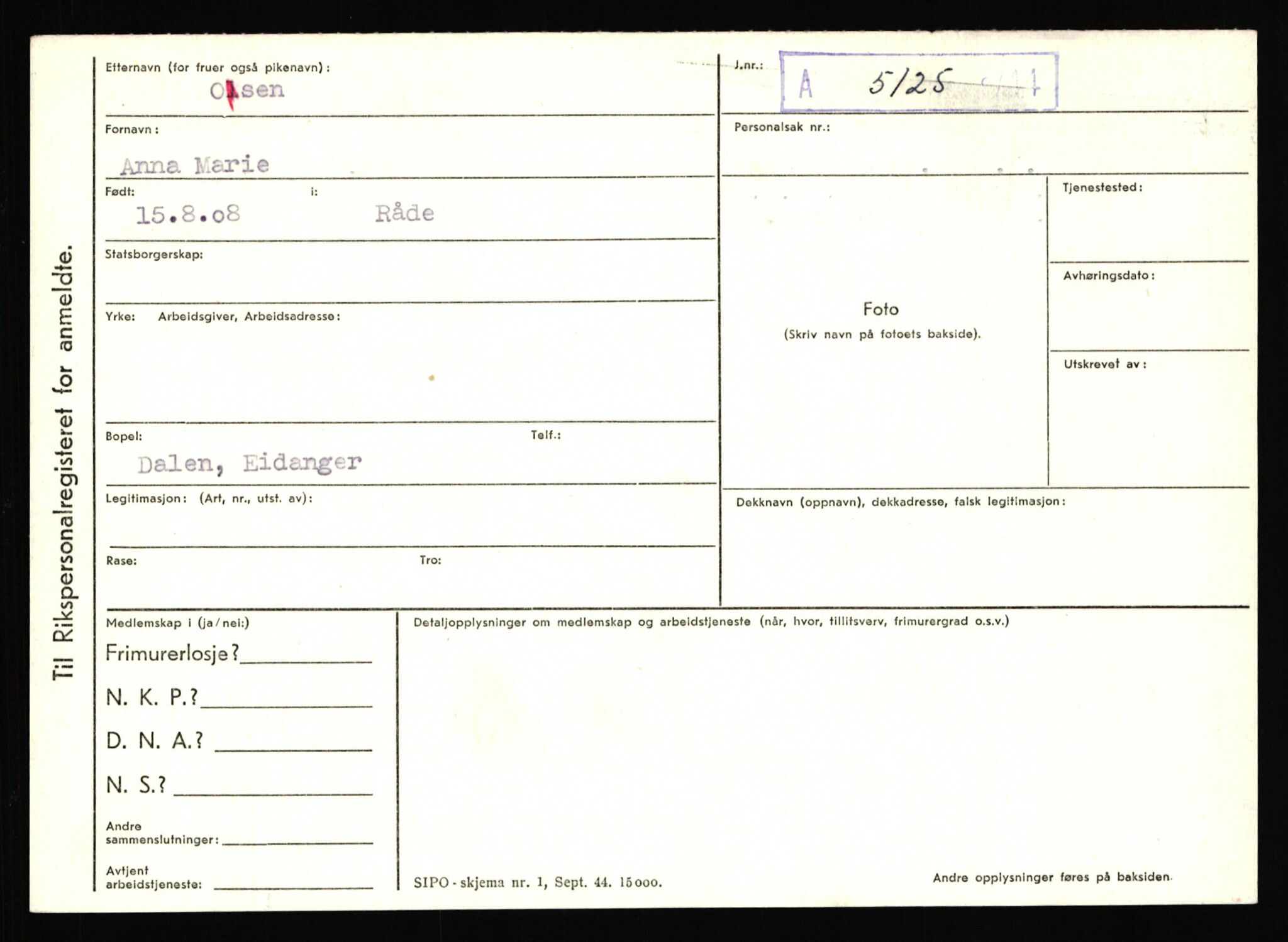 Statspolitiet - Hovedkontoret / Osloavdelingen, AV/RA-S-1329/C/Ca/L0012: Oanæs - Quistgaard	, 1943-1945, p. 2334