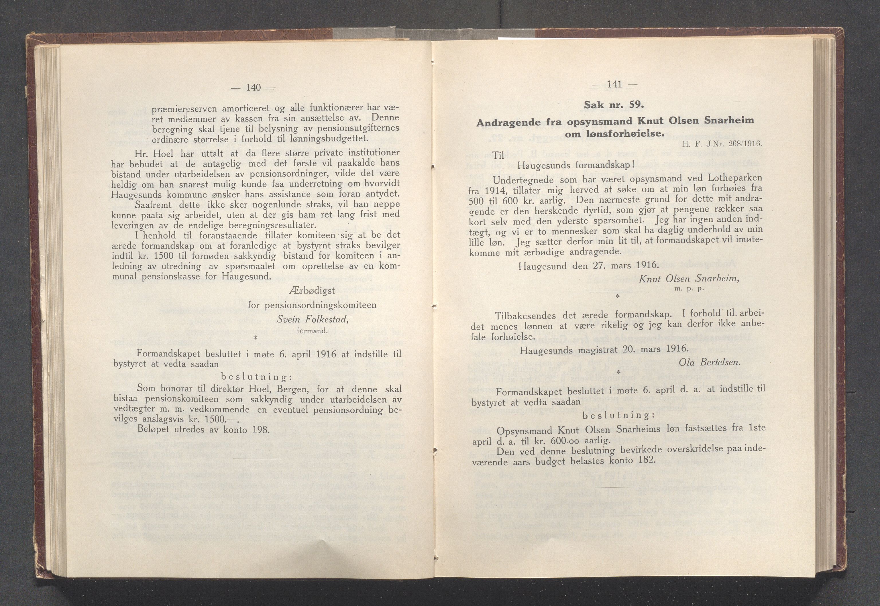 Haugesund kommune - Formannskapet og Bystyret, IKAR/A-740/A/Abb/L0002: Bystyreforhandlinger, 1908-1917, p. 743