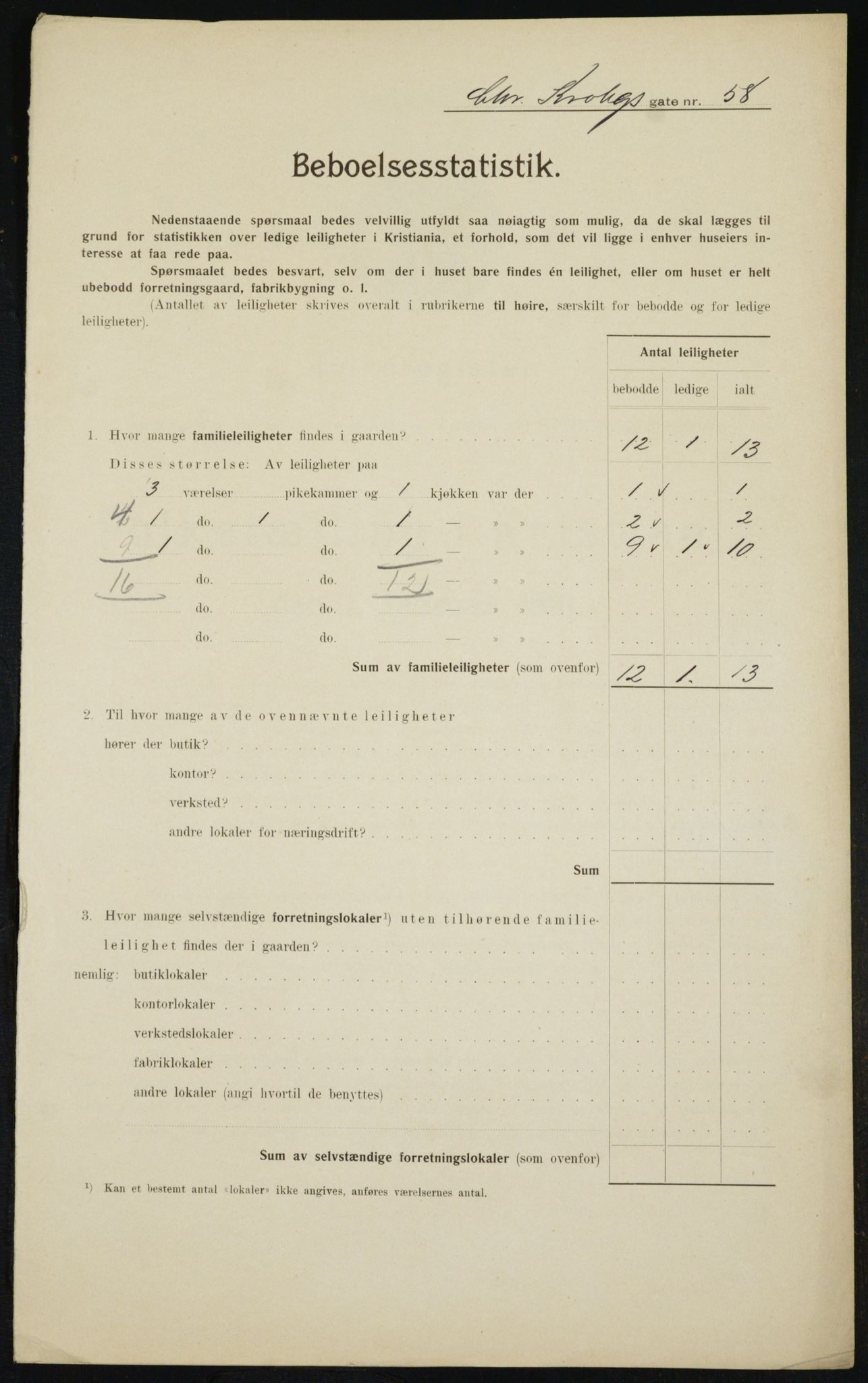 OBA, Municipal Census 1910 for Kristiania, 1910, p. 11827