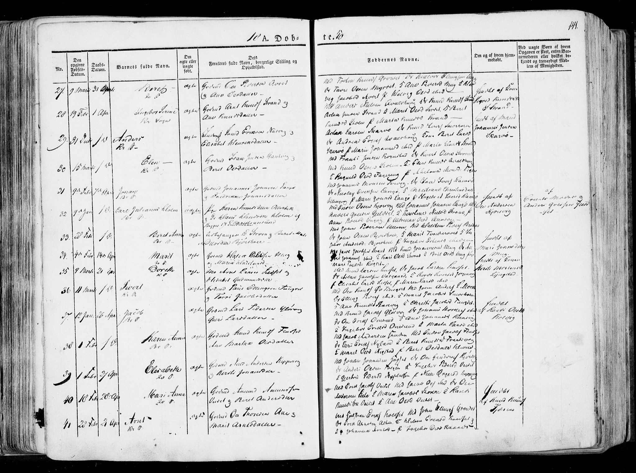 Ministerialprotokoller, klokkerbøker og fødselsregistre - Møre og Romsdal, AV/SAT-A-1454/568/L0803: Parish register (official) no. 568A10, 1830-1853, p. 141