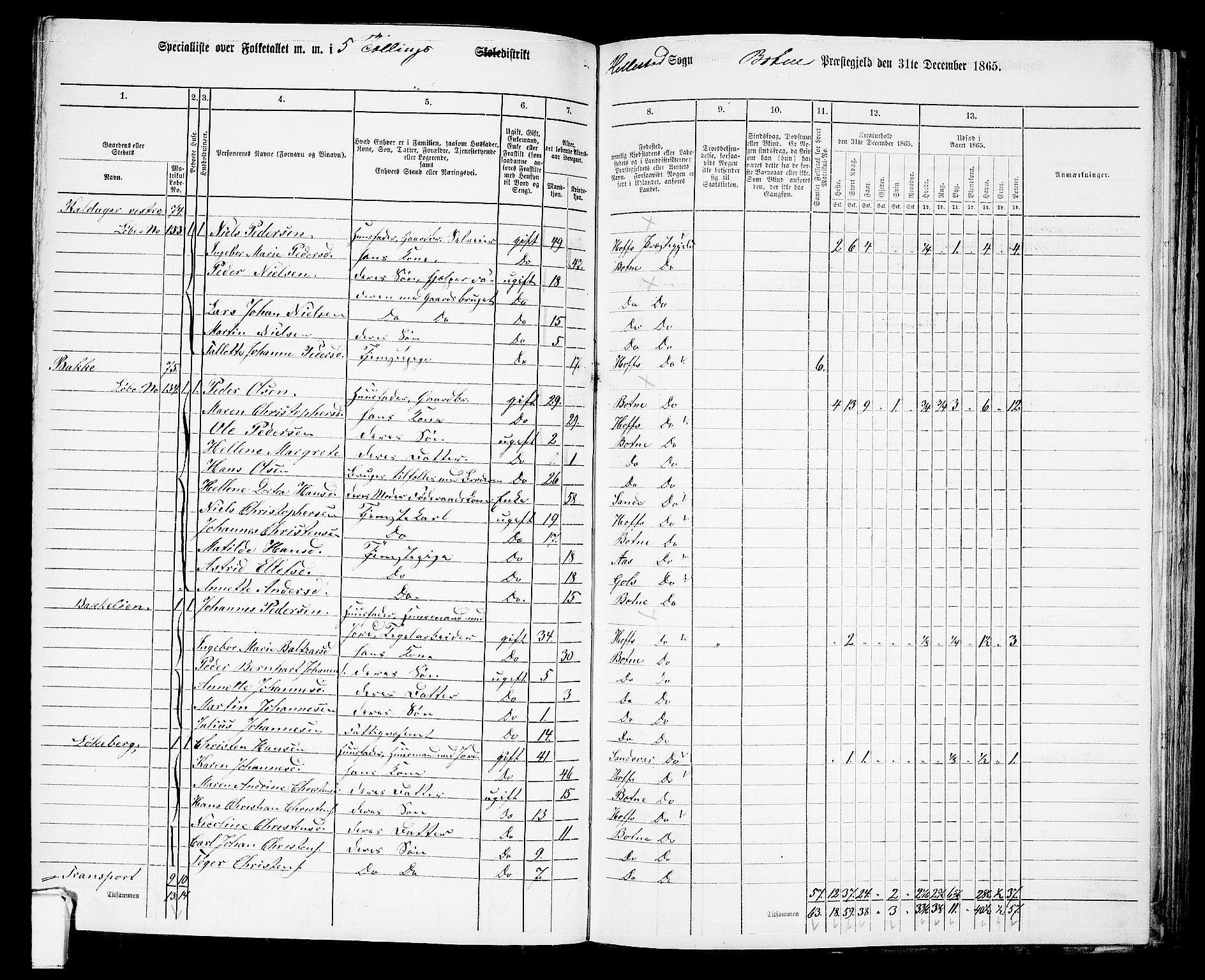 RA, 1865 census for Botne/Botne og Hillestad, 1865, p. 87