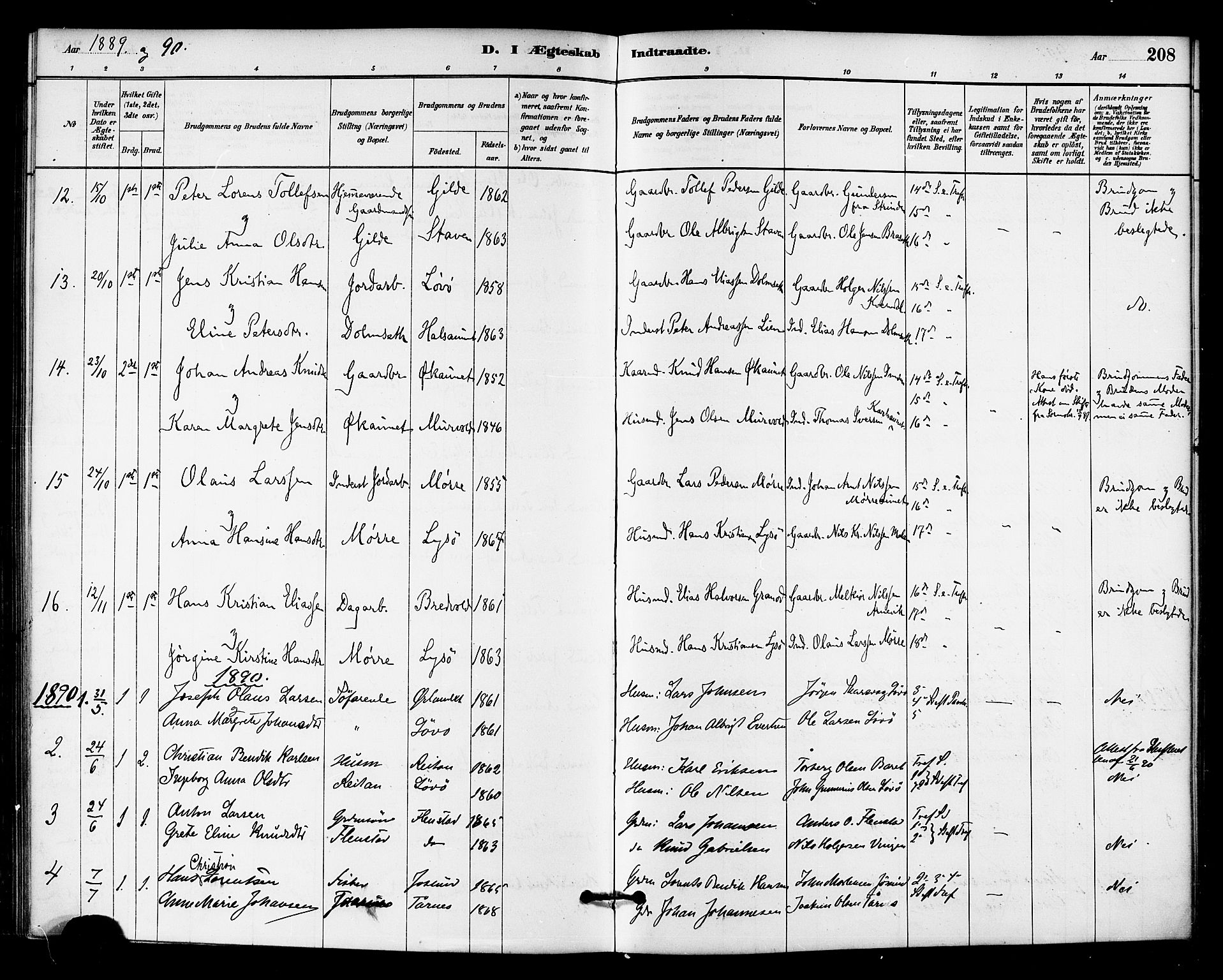 Ministerialprotokoller, klokkerbøker og fødselsregistre - Sør-Trøndelag, SAT/A-1456/655/L0680: Parish register (official) no. 655A09, 1880-1894, p. 208