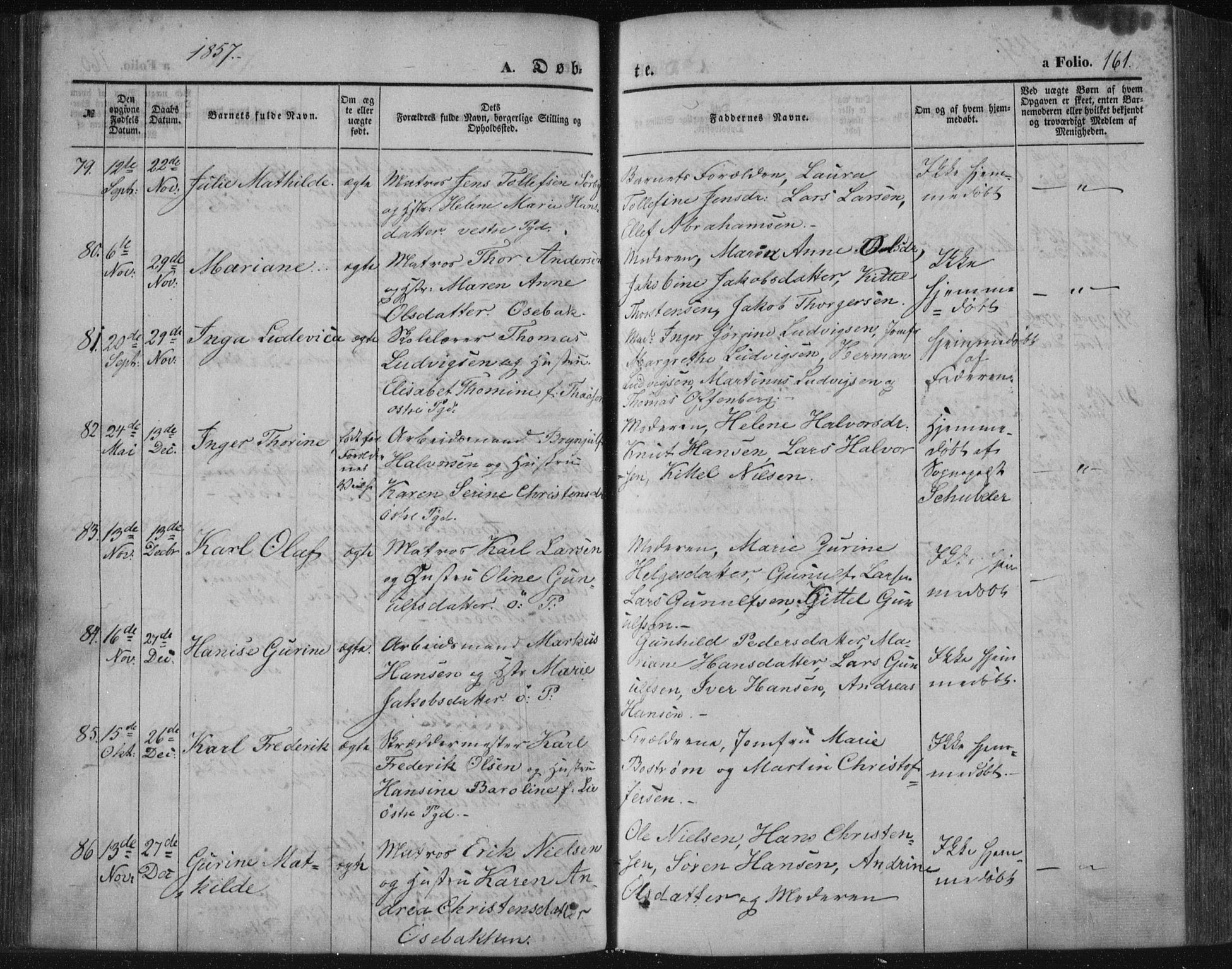 Porsgrunn kirkebøker , SAKO/A-104/F/Fa/L0006: Parish register (official) no. 6, 1841-1857, p. 161