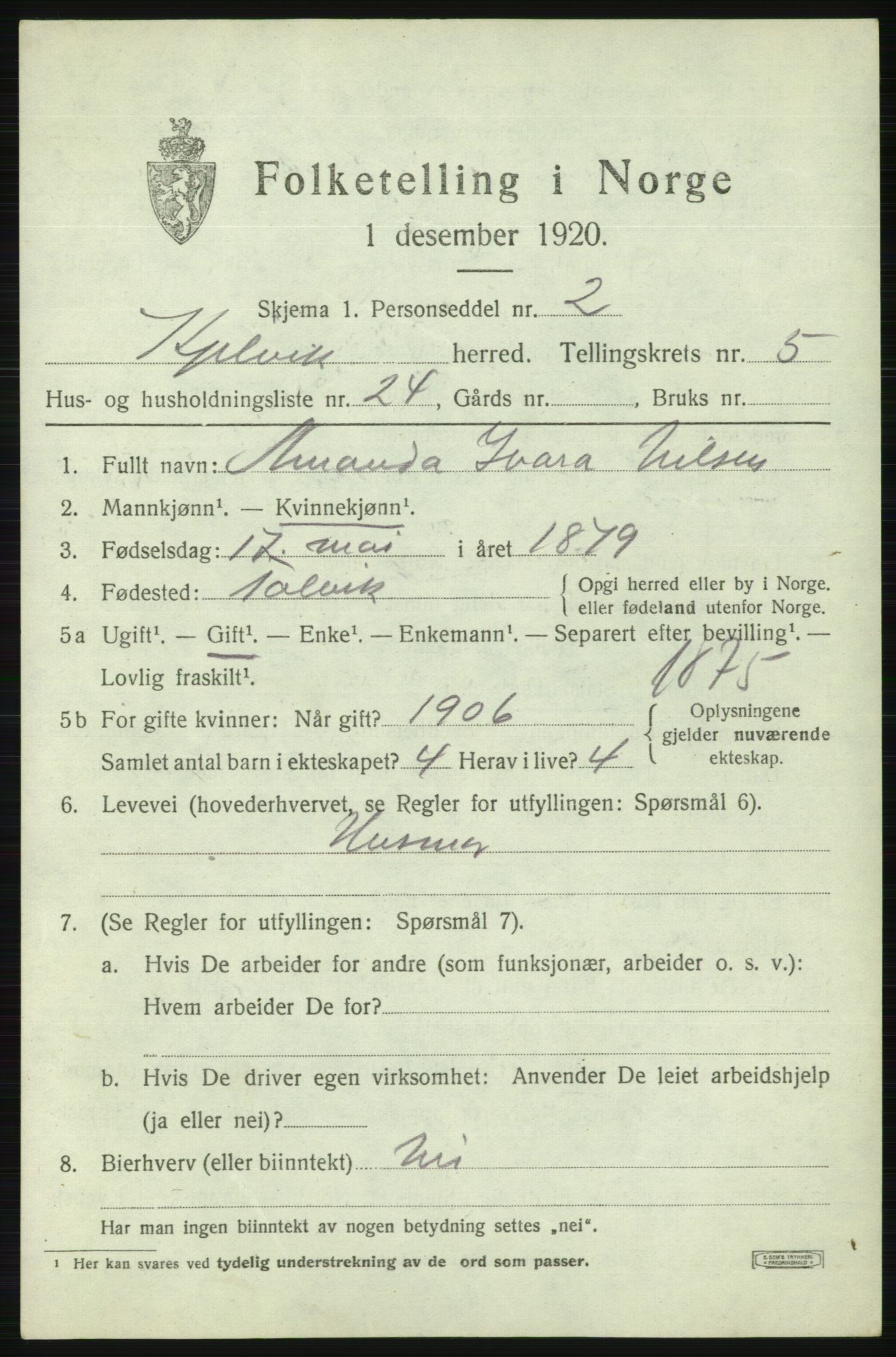 SATØ, 1920 census for Kjelvik, 1920, p. 2567
