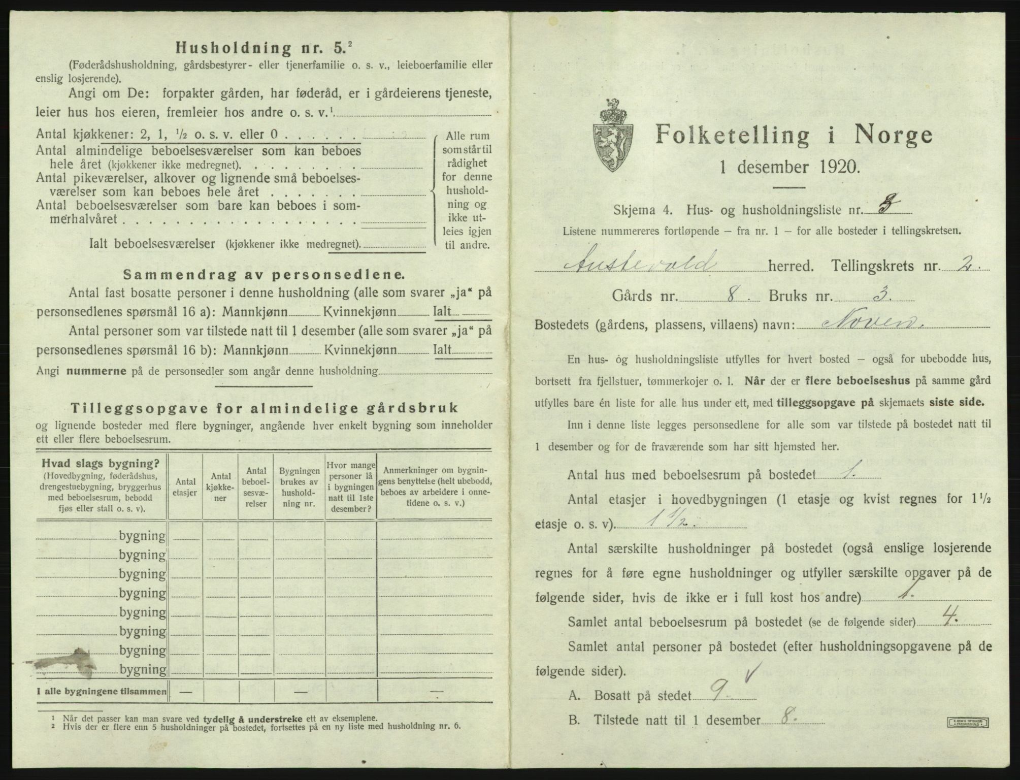 SAB, 1920 census for Austevoll, 1920, p. 150