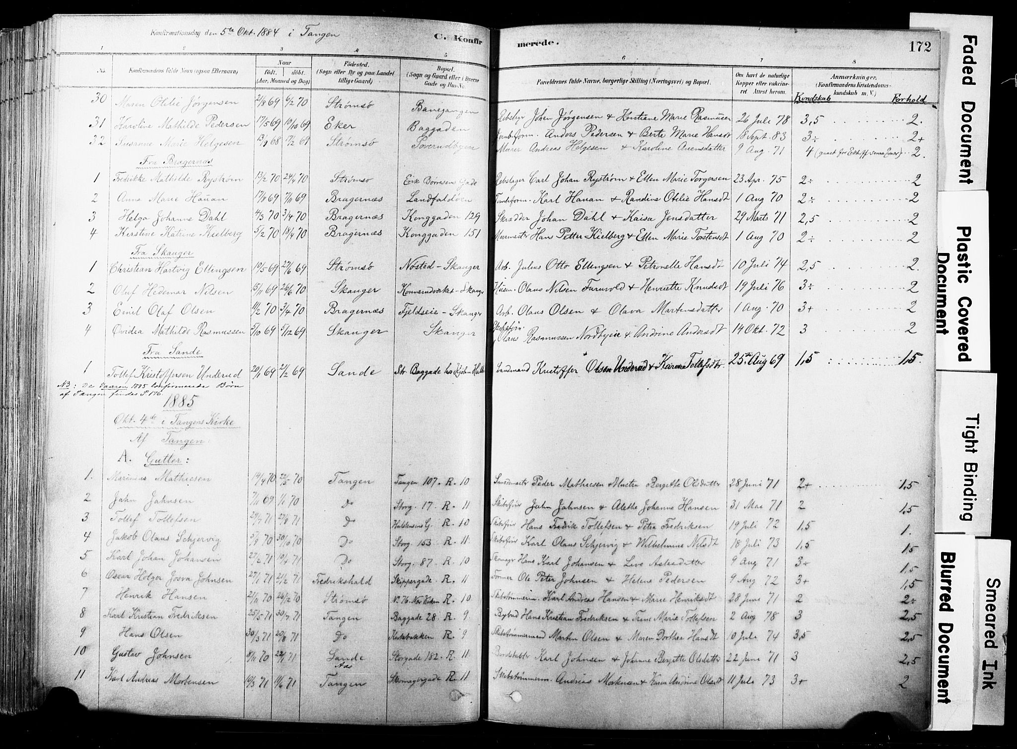 Strømsø kirkebøker, SAKO/A-246/F/Fb/L0006: Parish register (official) no. II 6, 1879-1910, p. 172