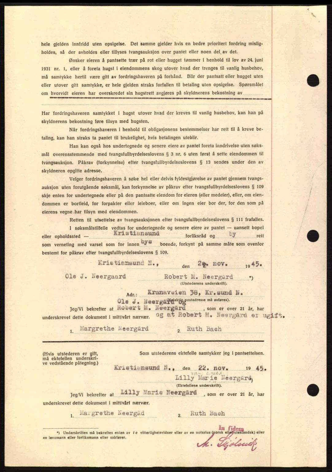 Kristiansund byfogd, AV/SAT-A-4587/A/27: Mortgage book no. 37-38, 1943-1945, Diary no: : 724/1945