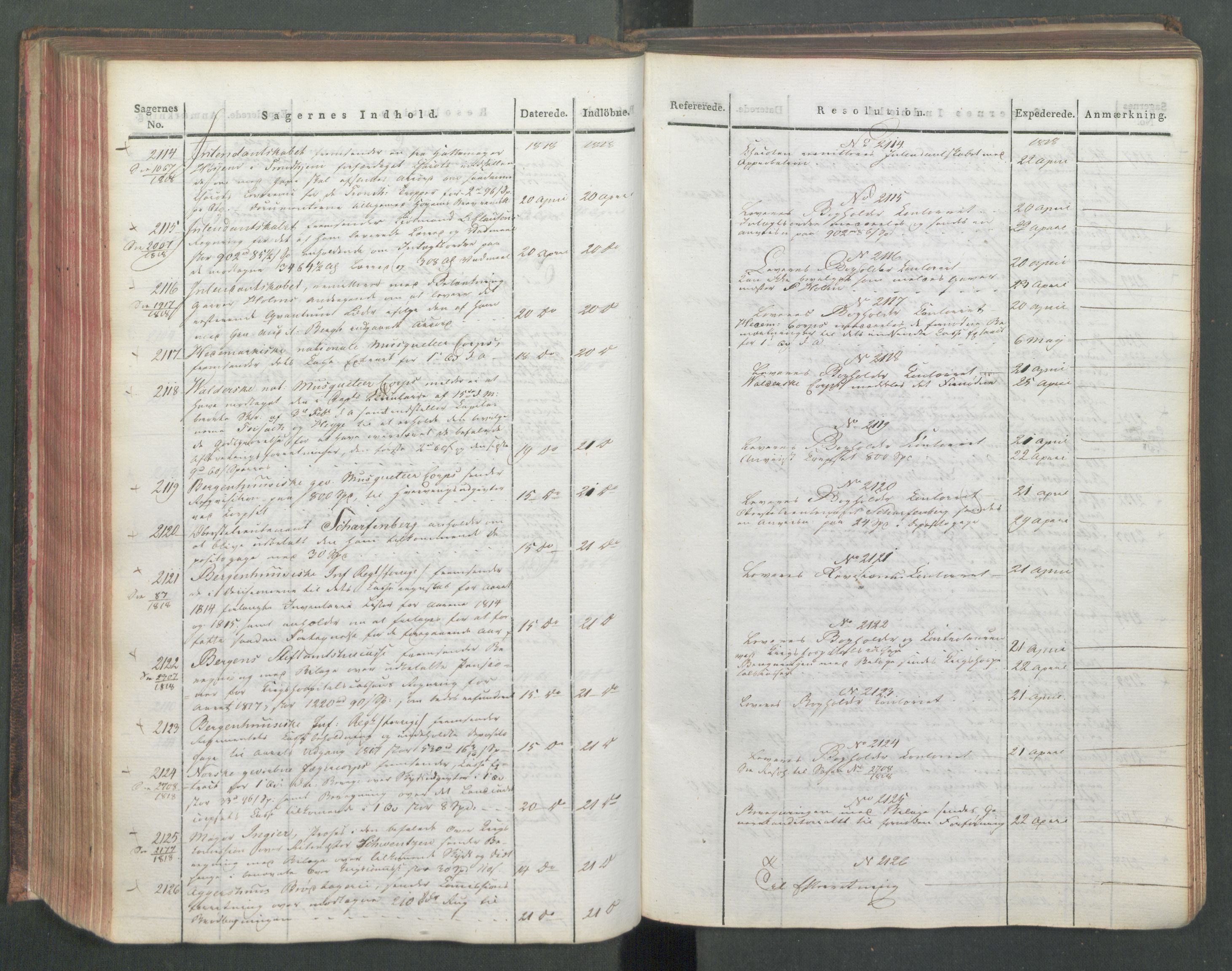 Armédepartementet, AV/RA-RAFA-3493/C/Ca/L0015: 6. Departements Journal, 1818