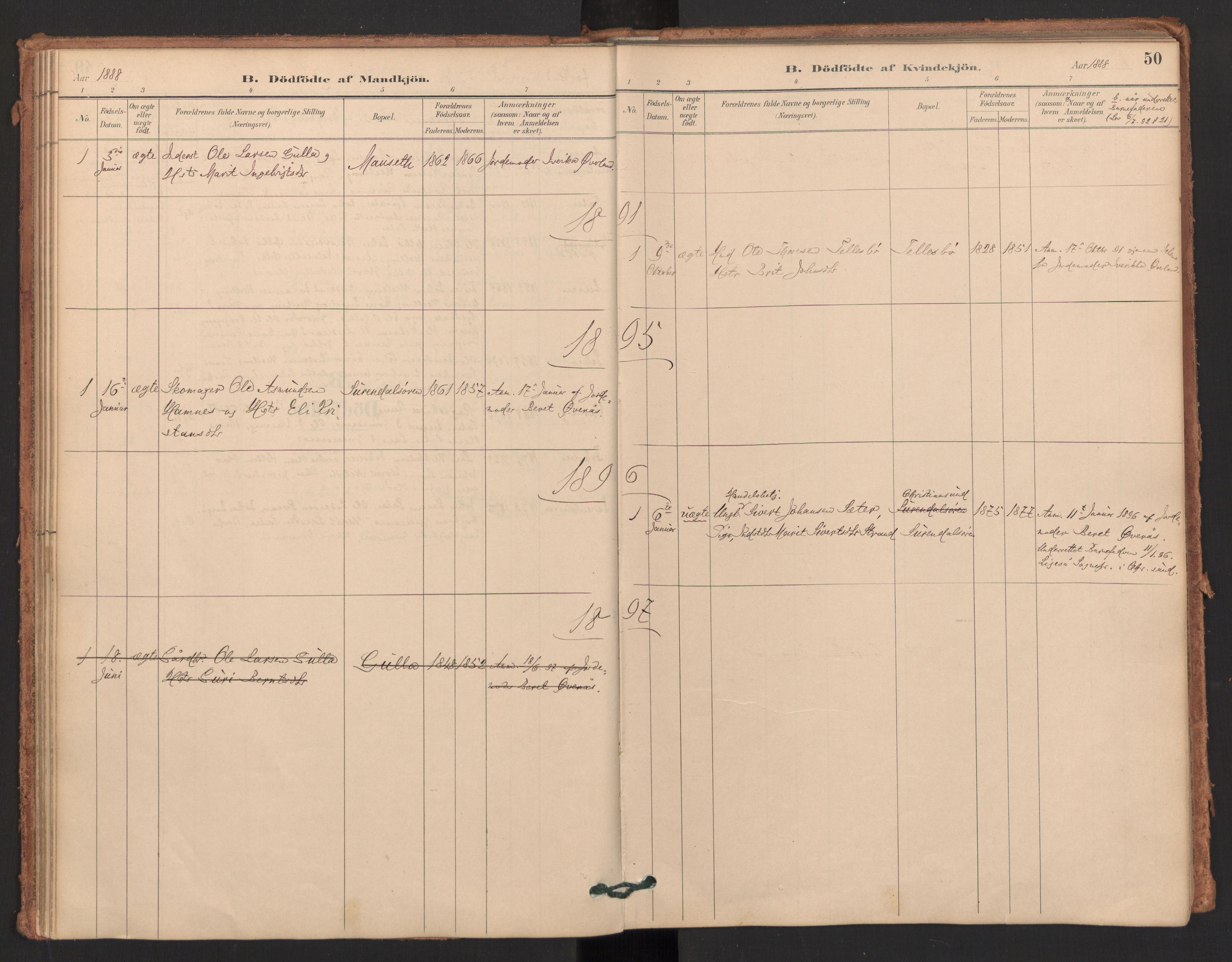 Ministerialprotokoller, klokkerbøker og fødselsregistre - Møre og Romsdal, SAT/A-1454/596/L1056: Parish register (official) no. 596A01, 1885-1900, p. 50