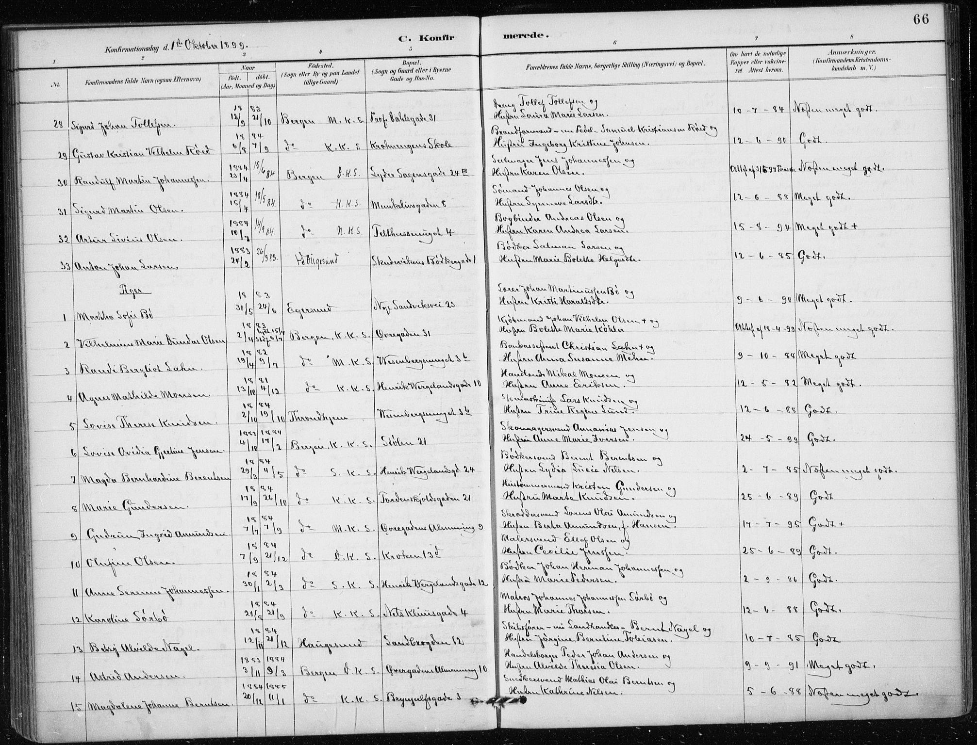 Mariakirken Sokneprestembete, AV/SAB-A-76901/H/Haa/L0013: Parish register (official) no. C 1, 1889-1900, p. 66