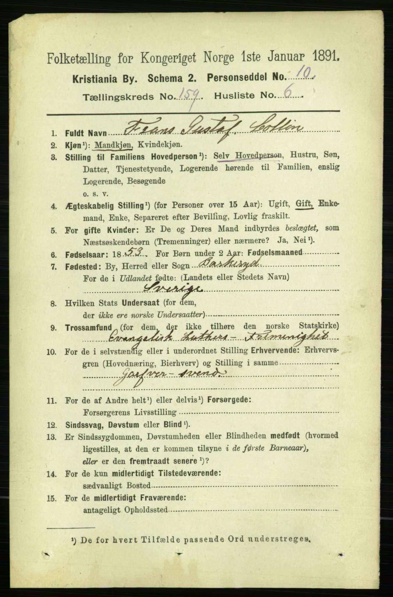 RA, 1891 census for 0301 Kristiania, 1891, p. 90191