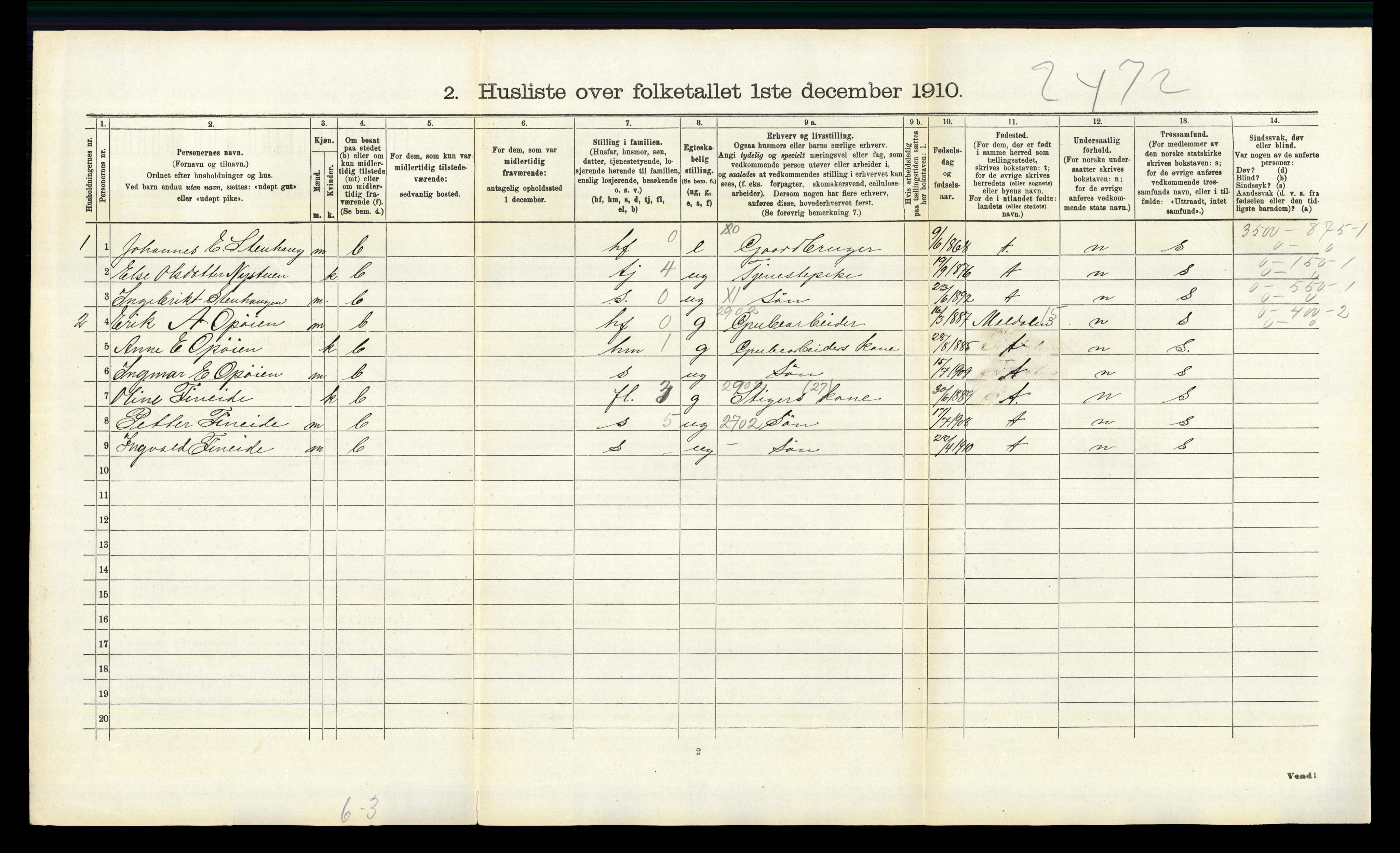 RA, 1910 census for Lille Elvedalen, 1910, p. 1220