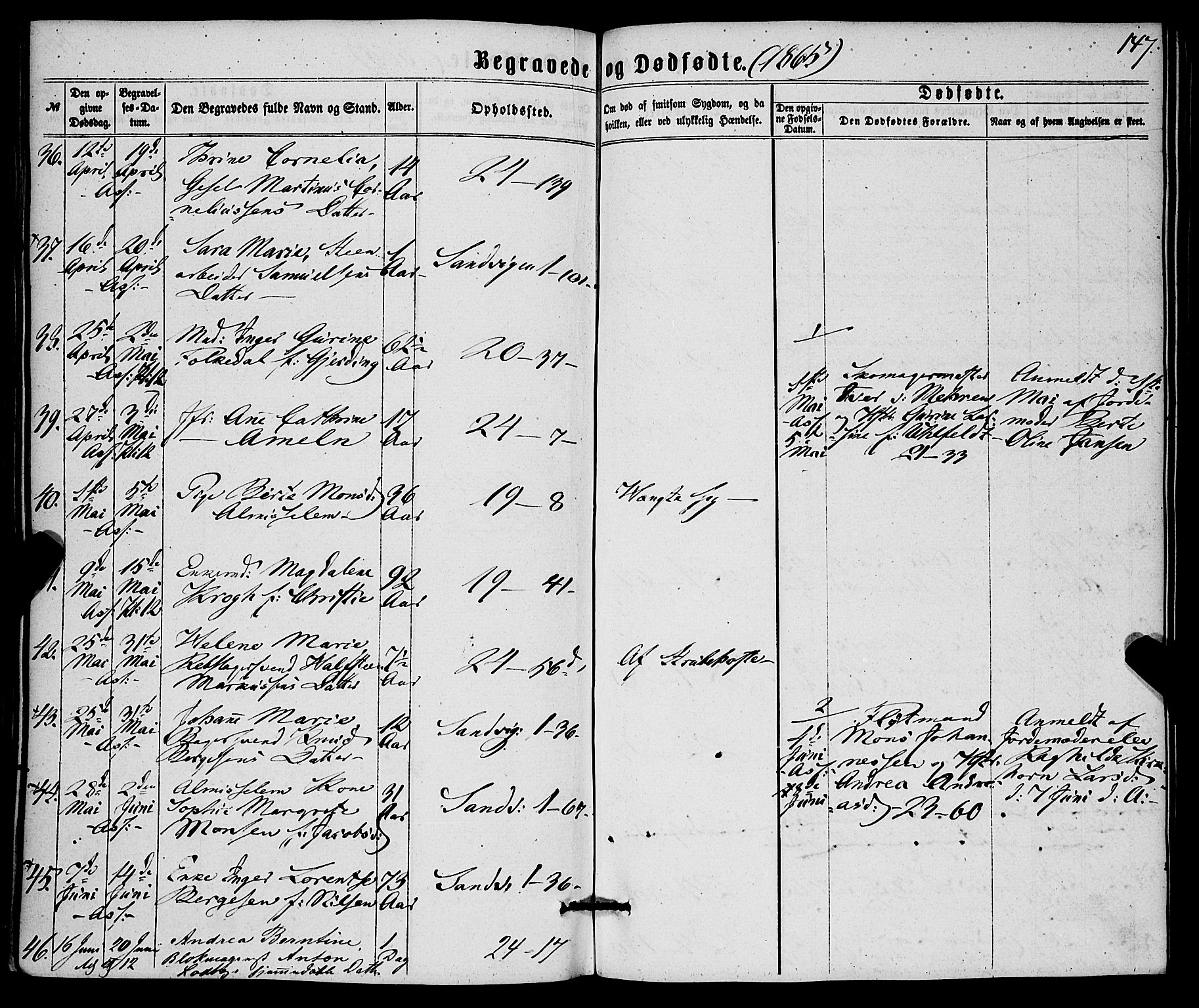 Korskirken sokneprestembete, AV/SAB-A-76101/H/Haa/L0045: Parish register (official) no. E 3, 1863-1875, p. 147