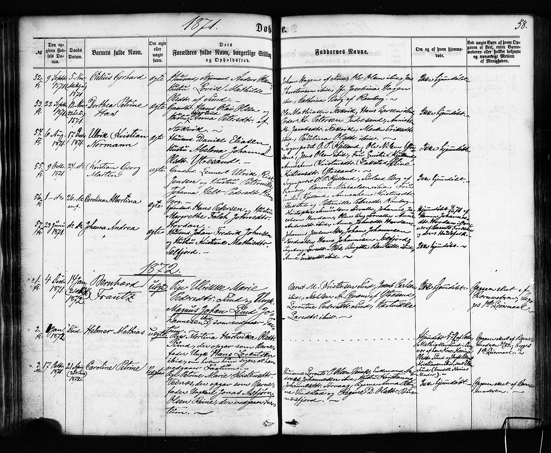 Ministerialprotokoller, klokkerbøker og fødselsregistre - Nordland, SAT/A-1459/885/L1203: Parish register (official) no. 885A04, 1859-1877, p. 58