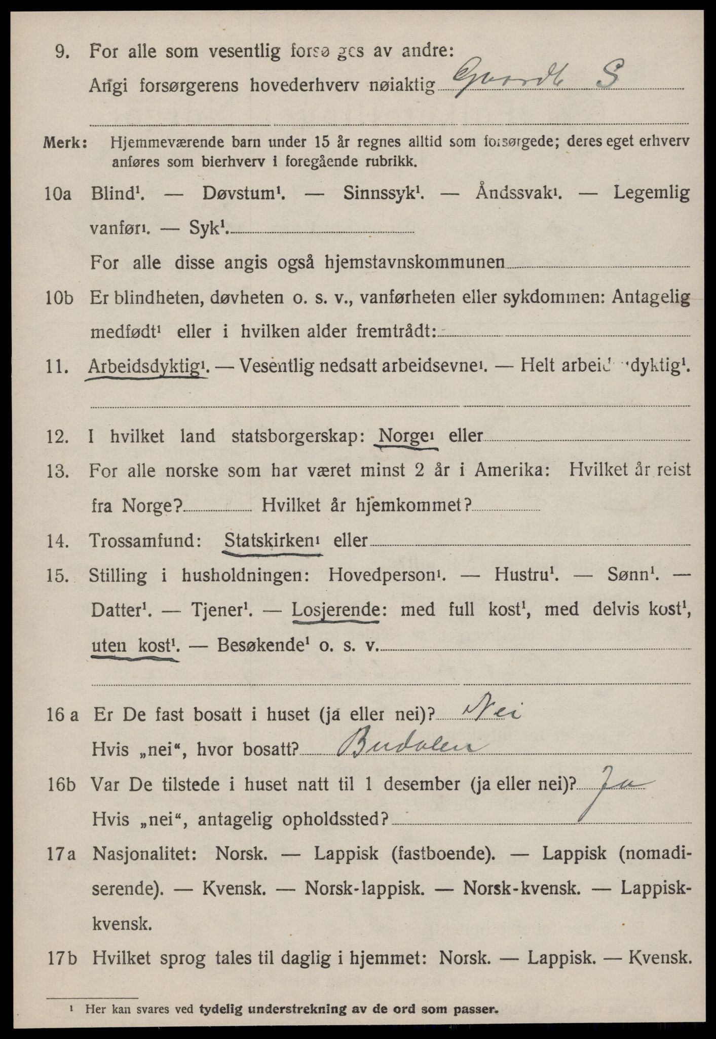 SAT, 1920 census for Singsås, 1920, p. 1116