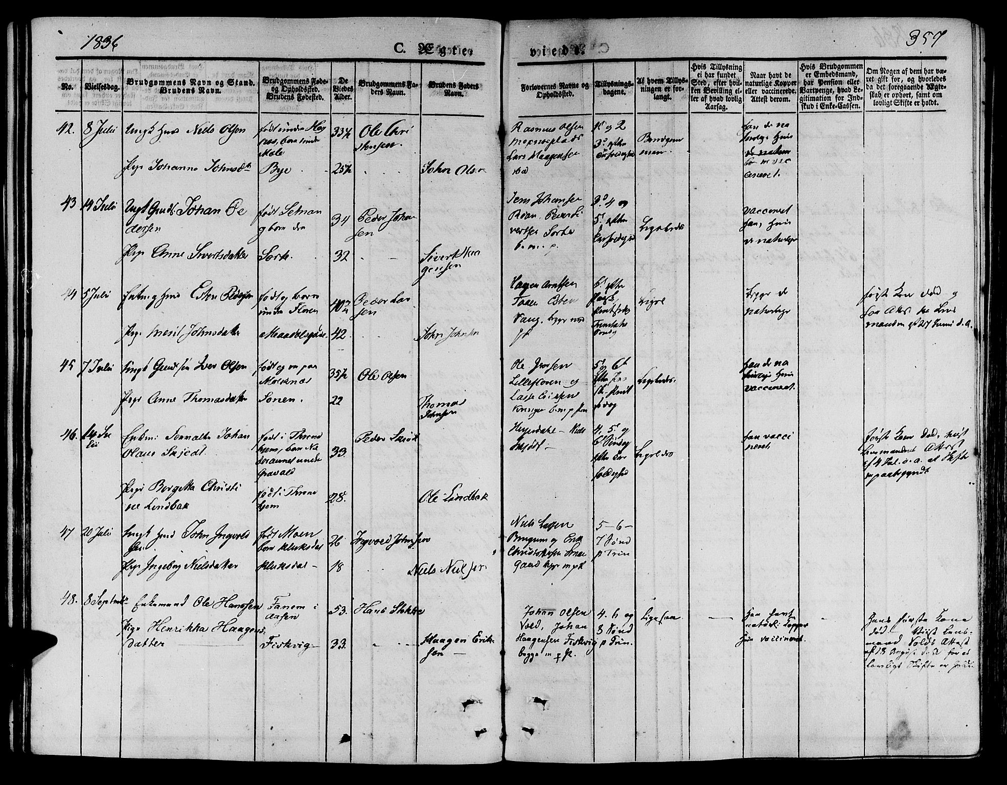 Ministerialprotokoller, klokkerbøker og fødselsregistre - Nord-Trøndelag, AV/SAT-A-1458/709/L0072: Parish register (official) no. 709A12, 1833-1844, p. 357