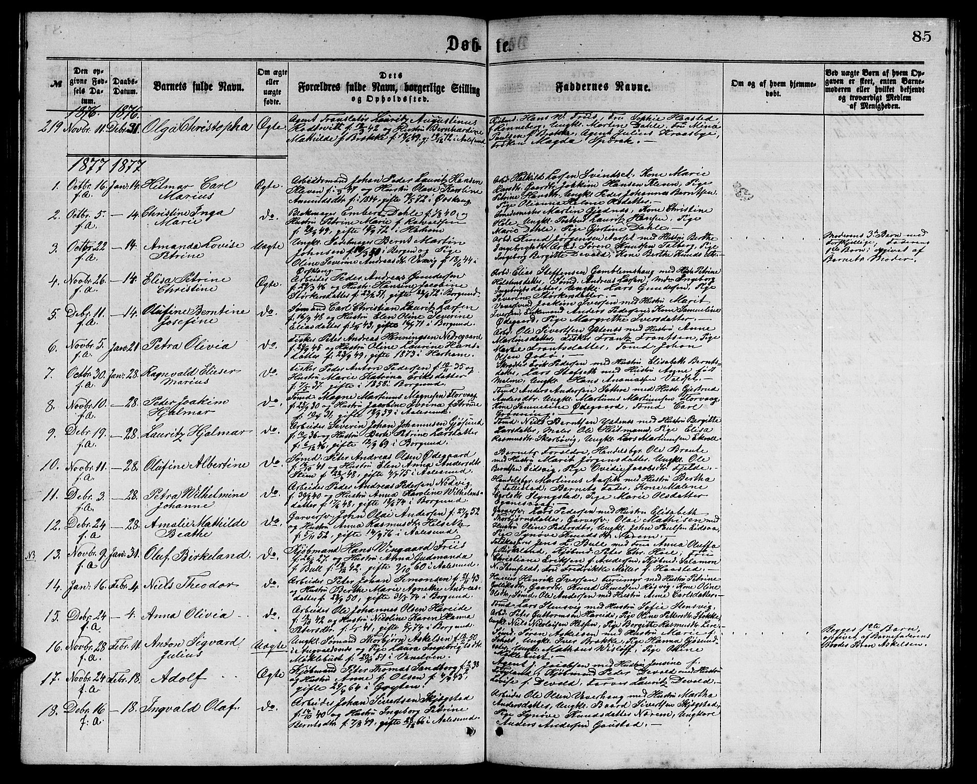 Ministerialprotokoller, klokkerbøker og fødselsregistre - Møre og Romsdal, AV/SAT-A-1454/529/L0465: Parish register (copy) no. 529C02, 1868-1877, p. 85