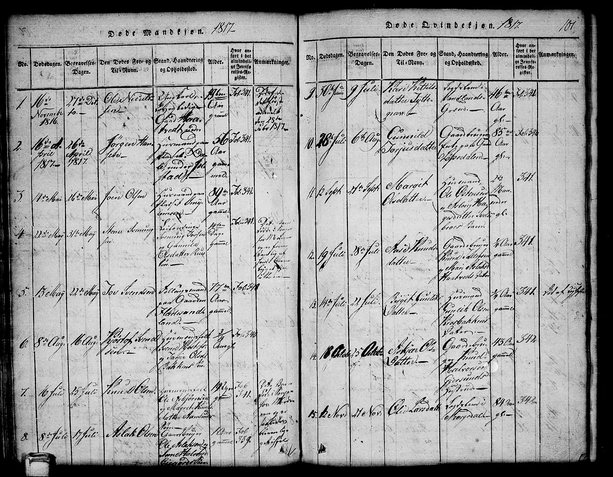 Kviteseid kirkebøker, SAKO/A-276/G/Gb/L0001: Parish register (copy) no. II 1, 1815-1842, p. 101