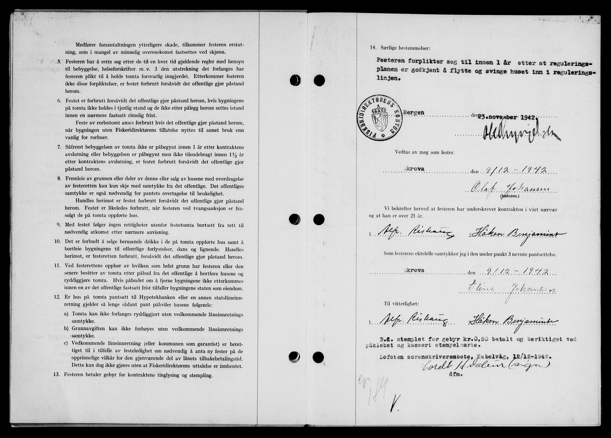 Lofoten sorenskriveri, SAT/A-0017/1/2/2C/L0010a: Mortgage book no. 10a, 1942-1943, Diary no: : 2020/1942