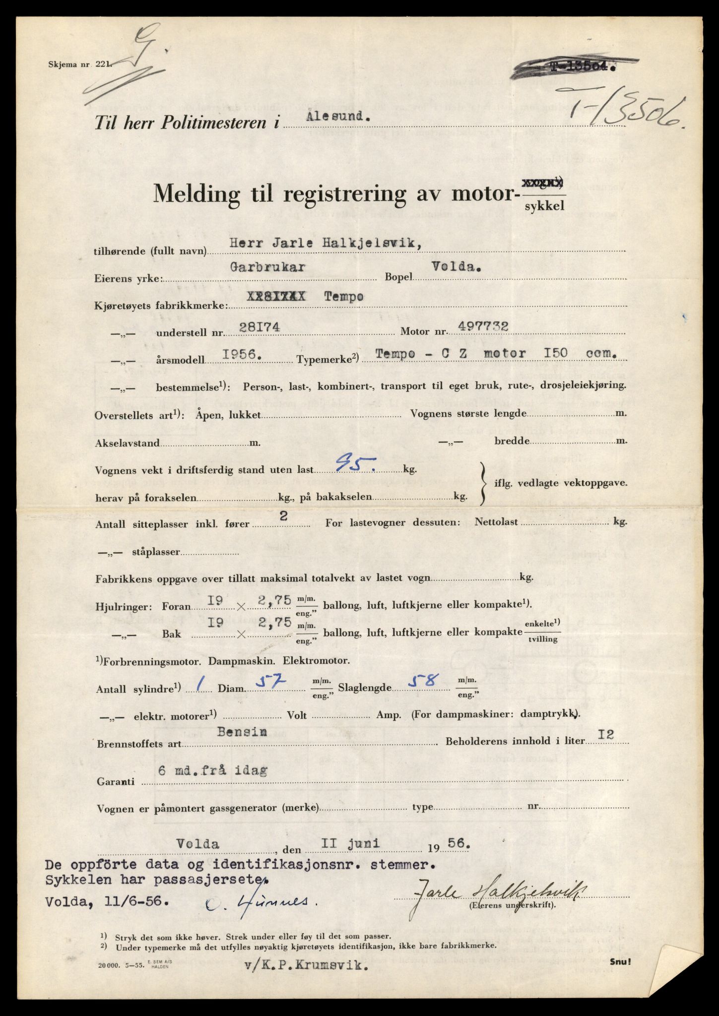 Møre og Romsdal vegkontor - Ålesund trafikkstasjon, AV/SAT-A-4099/F/Fe/L0039: Registreringskort for kjøretøy T 13361 - T 13530, 1927-1998, p. 2594