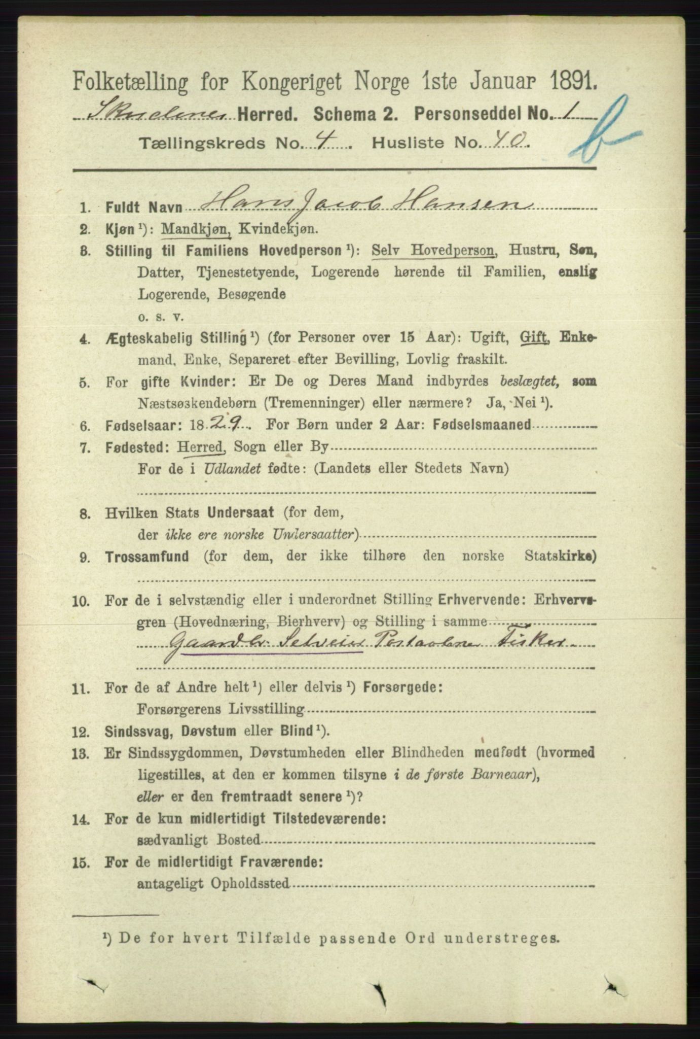 RA, 1891 census for 1150 Skudenes, 1891, p. 4756
