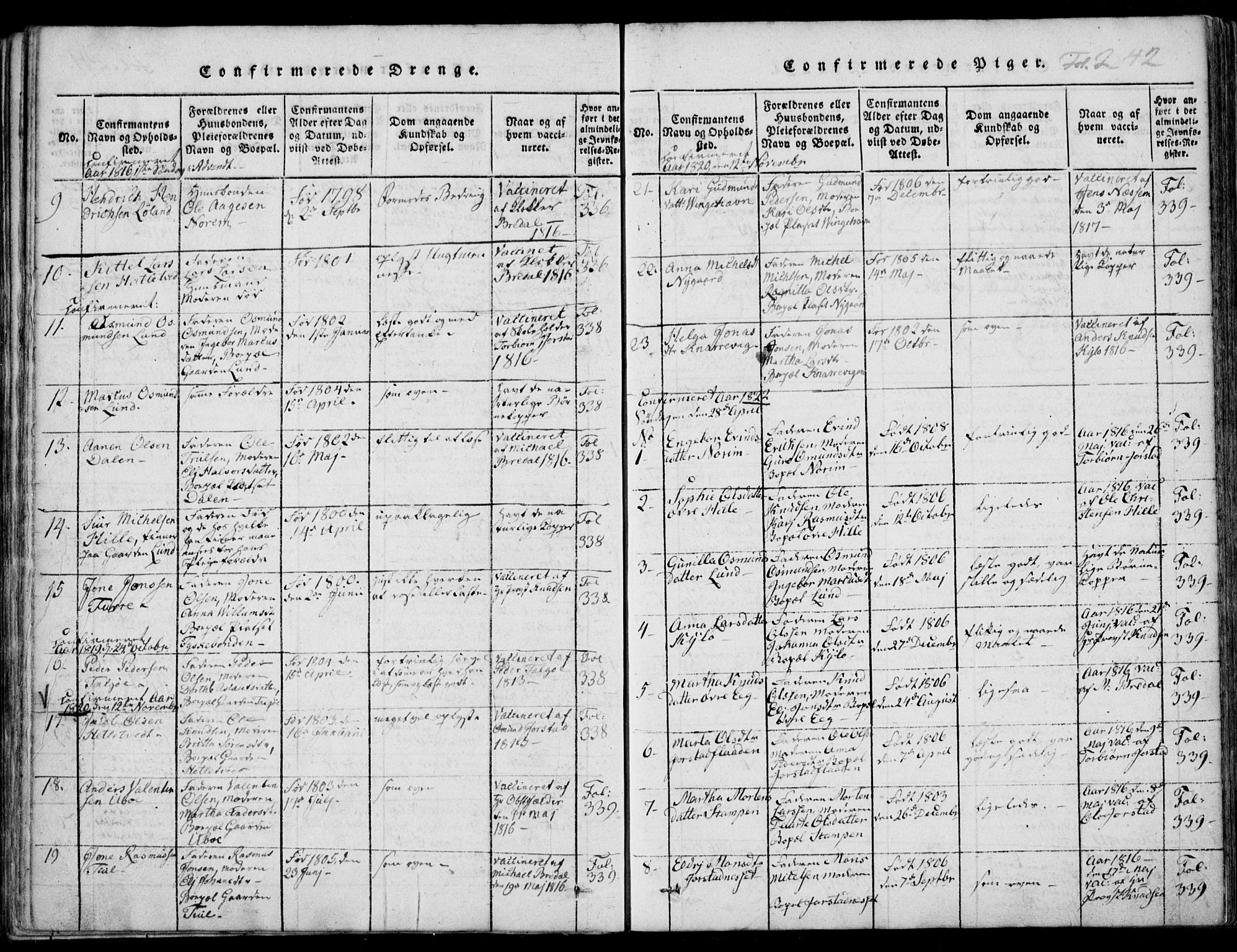 Nedstrand sokneprestkontor, AV/SAST-A-101841/01/IV: Parish register (official) no. A 7, 1816-1870, p. 242