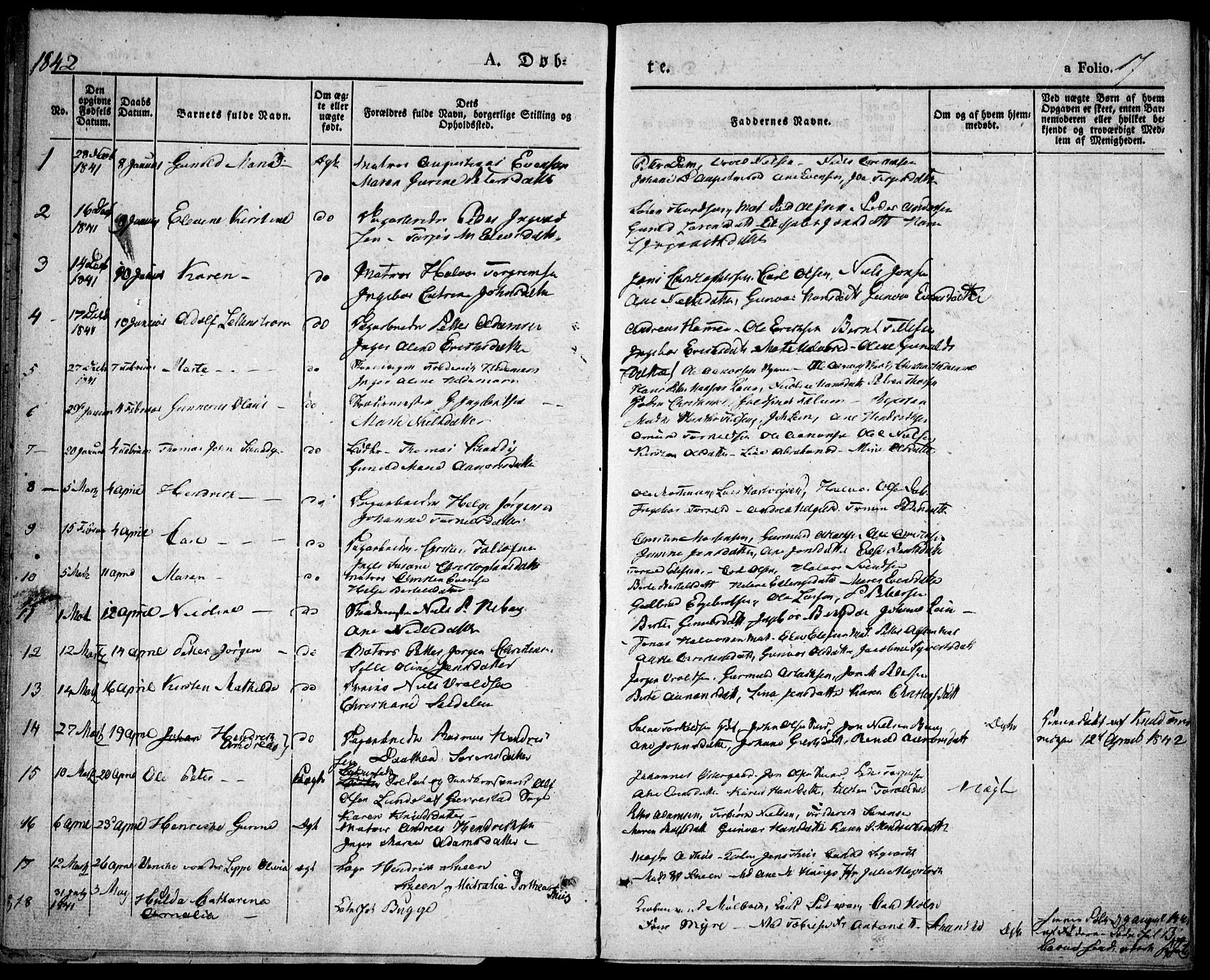 Risør sokneprestkontor, SAK/1111-0035/F/Fa/L0003: Parish register (official) no. A 3, 1838-1864, p. 17
